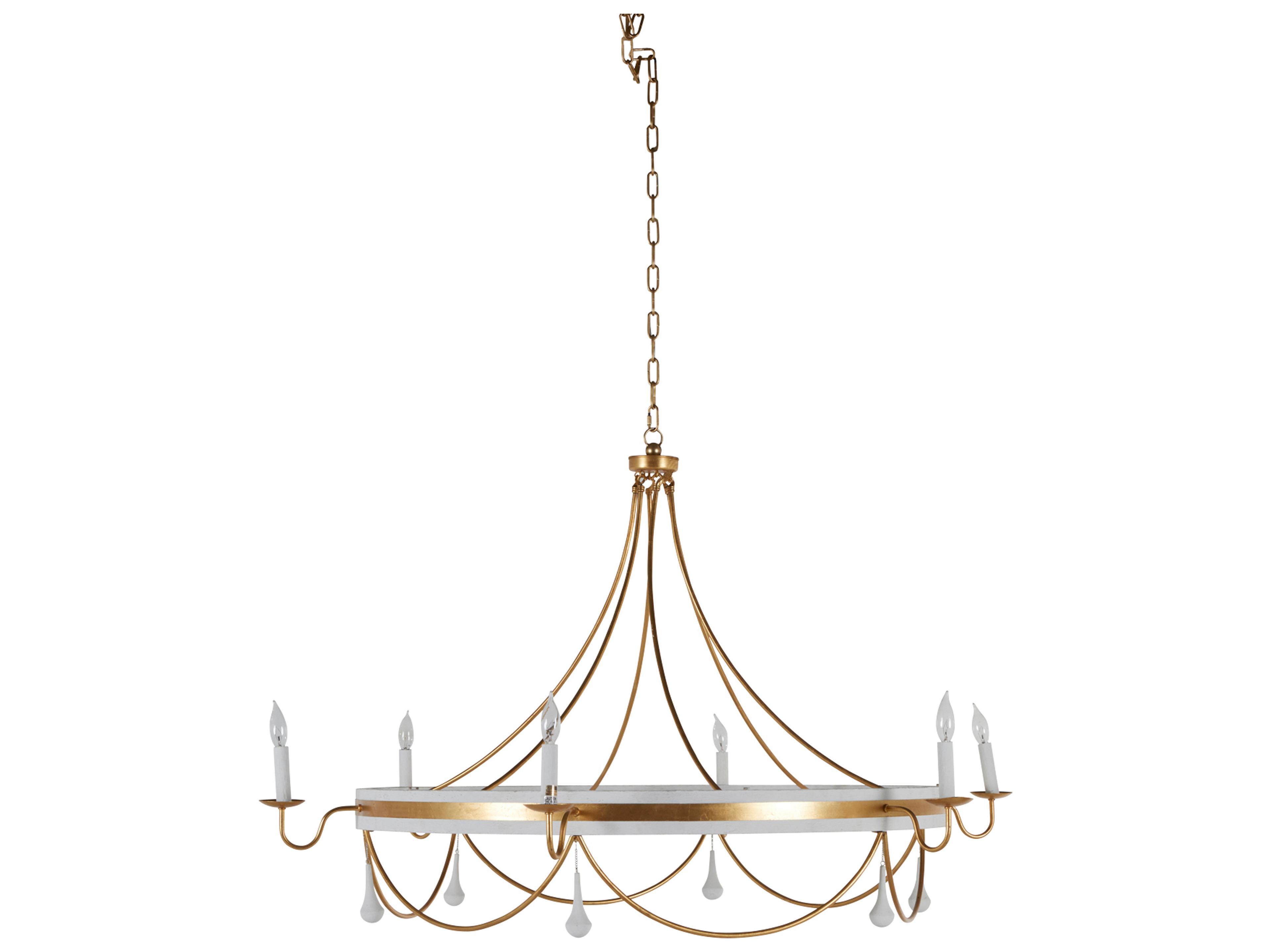 Gabby Jean 6-Light Vintage Gold Plaster White Candelabra Chandelier