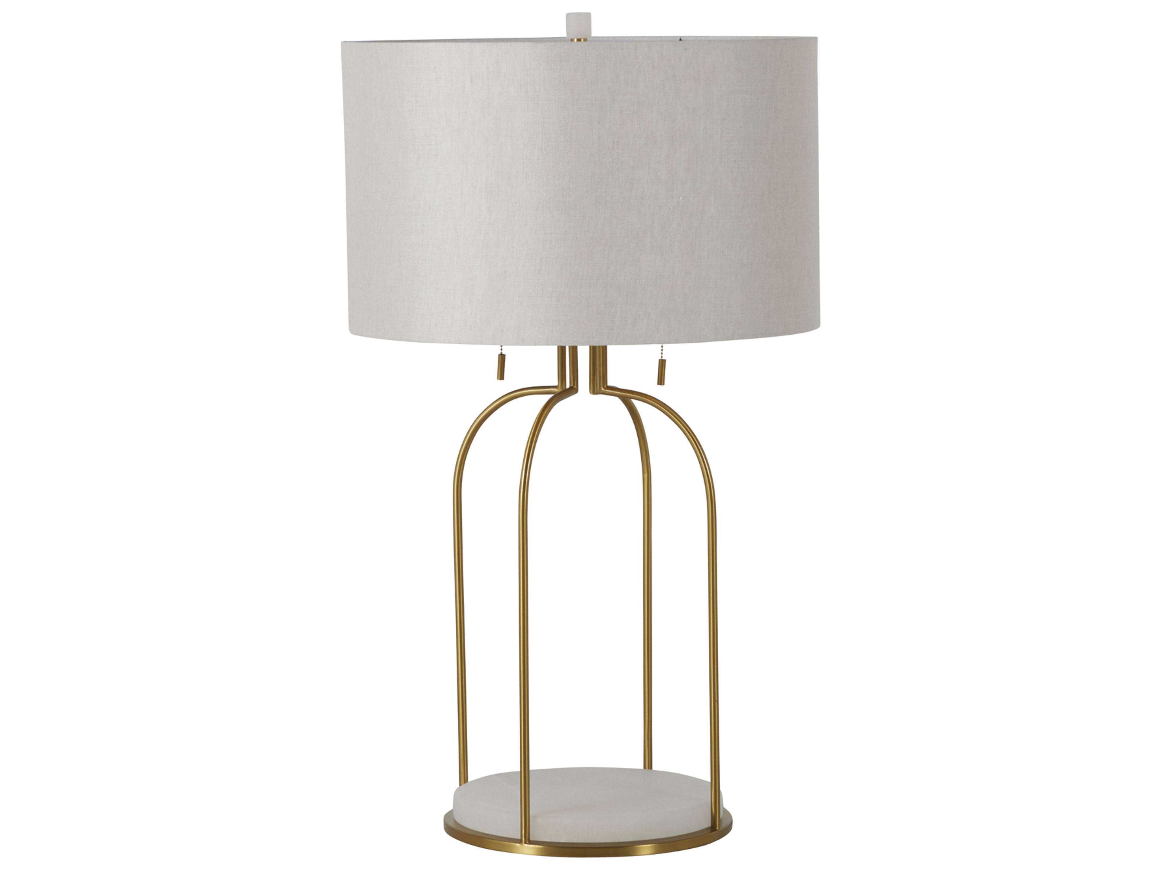 Gabby Joan Antique Bronze White Linen Buffet Lamp