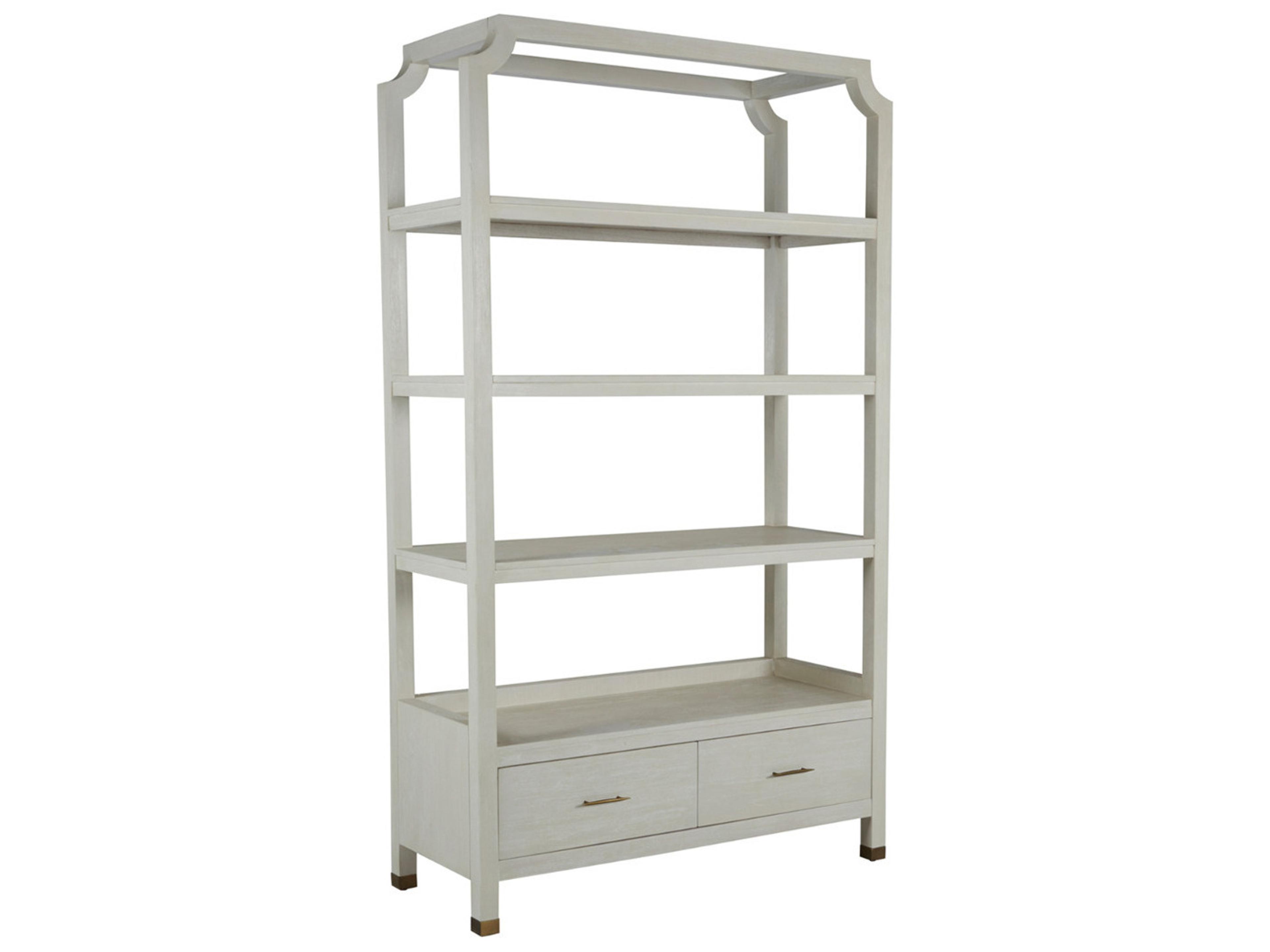 Gabby Crest Cerused White Stained Brass Bookcase