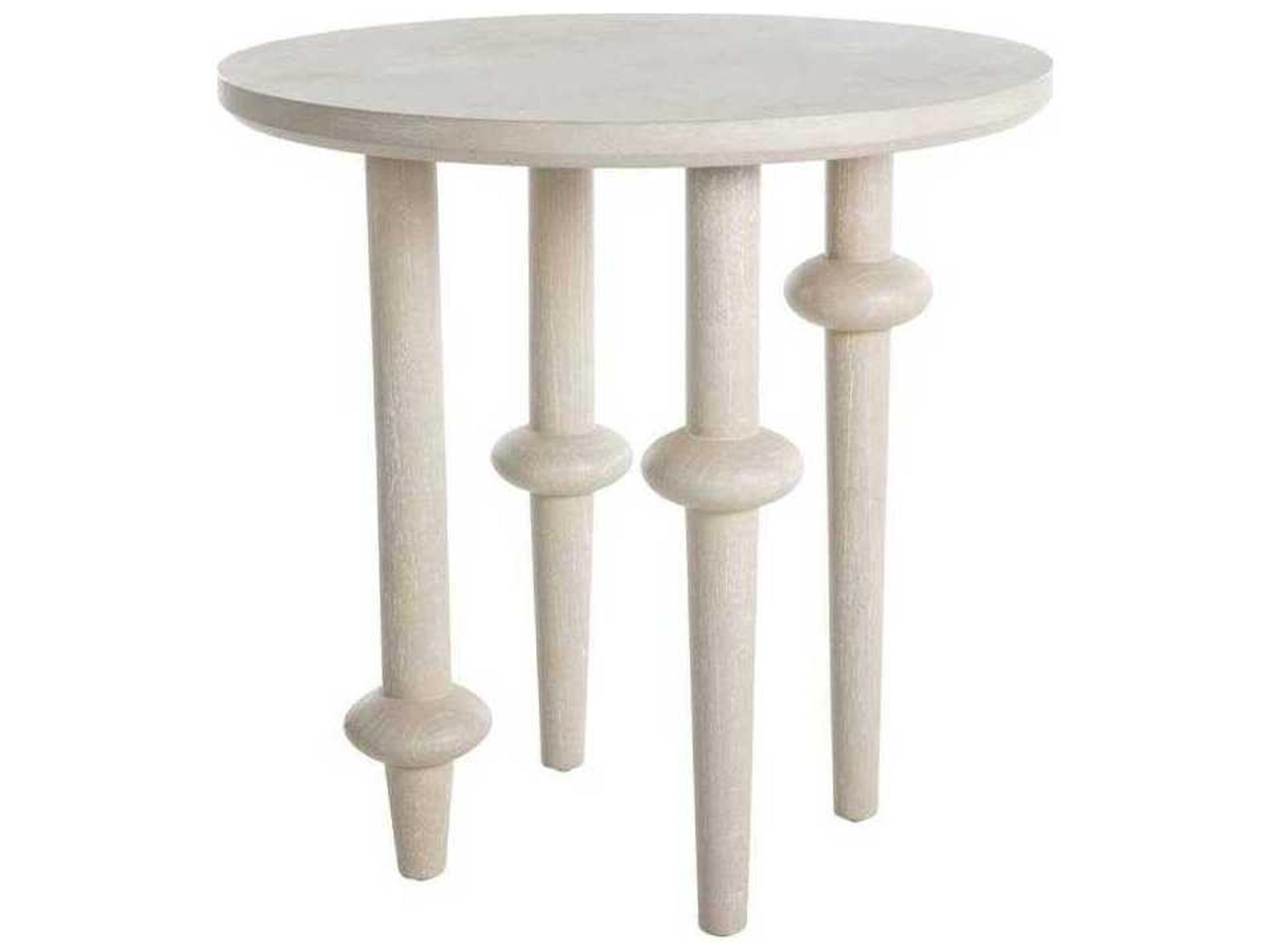 Gabby Aba Round Wood Cerused White End Table