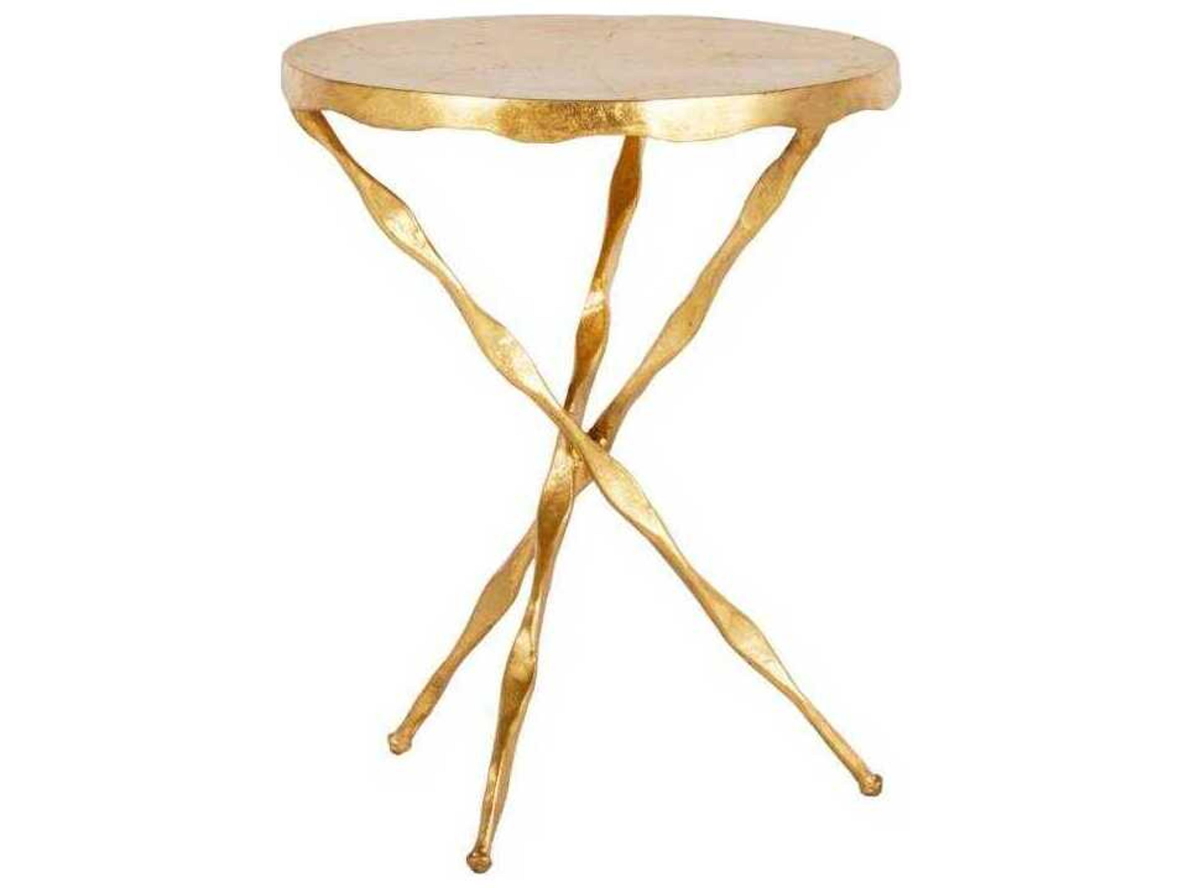 Gabby Edgar Round Metal Royale Leaf End Table