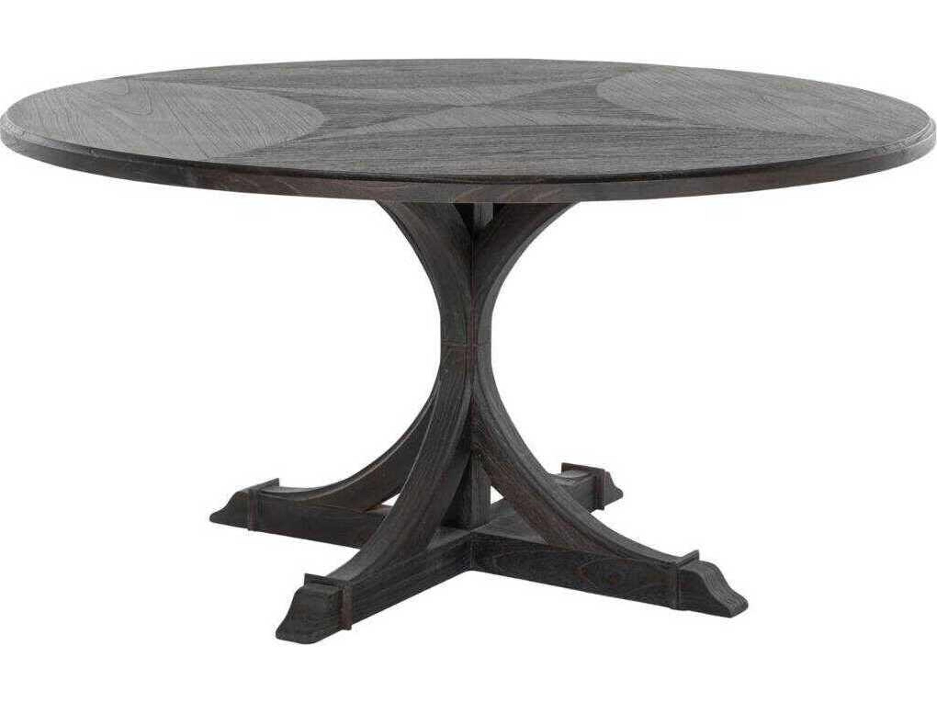 Gabby Adams Round Wood Cerused Forest Black Dining Table