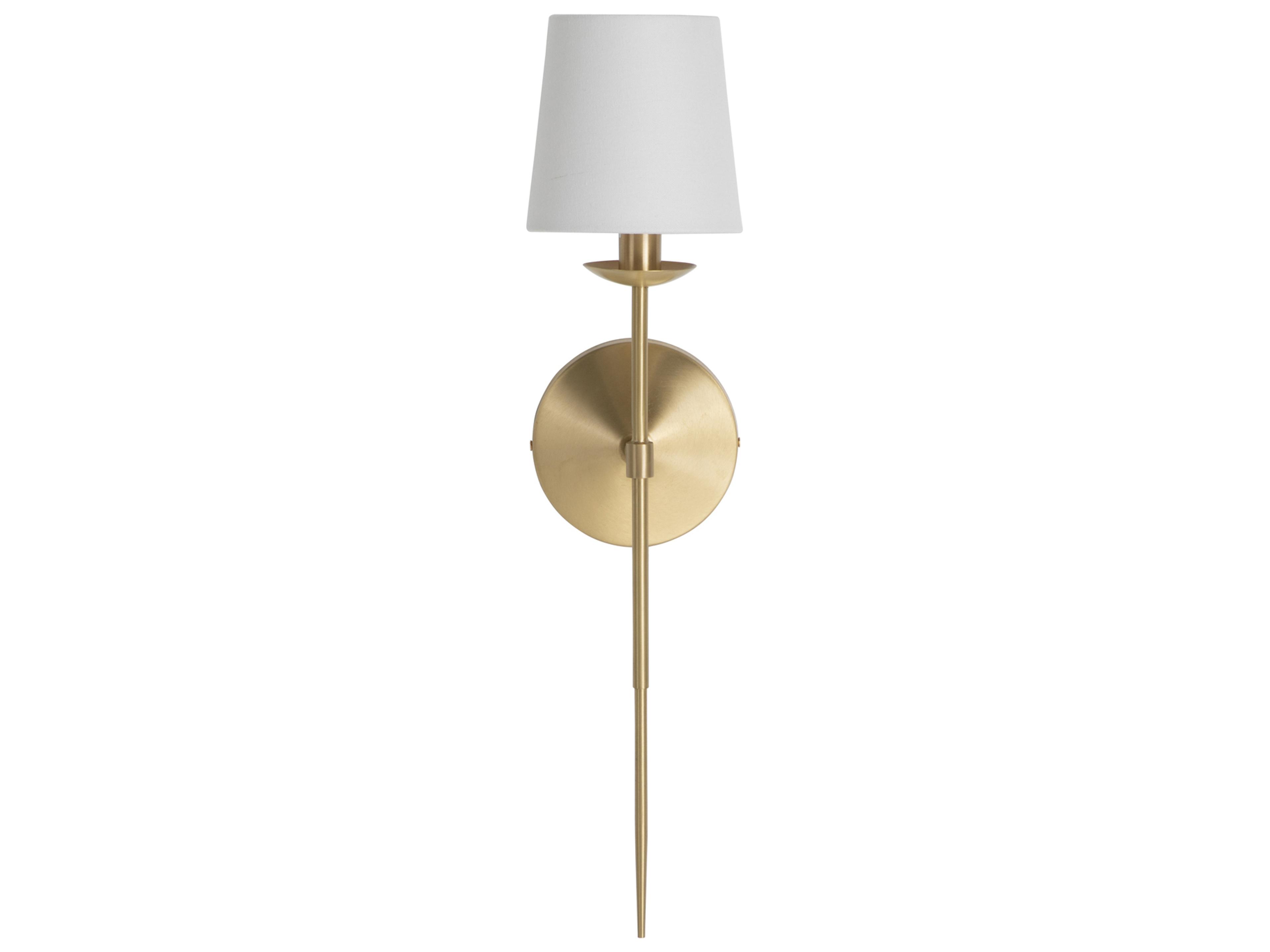 Gabby Granville 1-Light Brass White Linen Wall Sconce