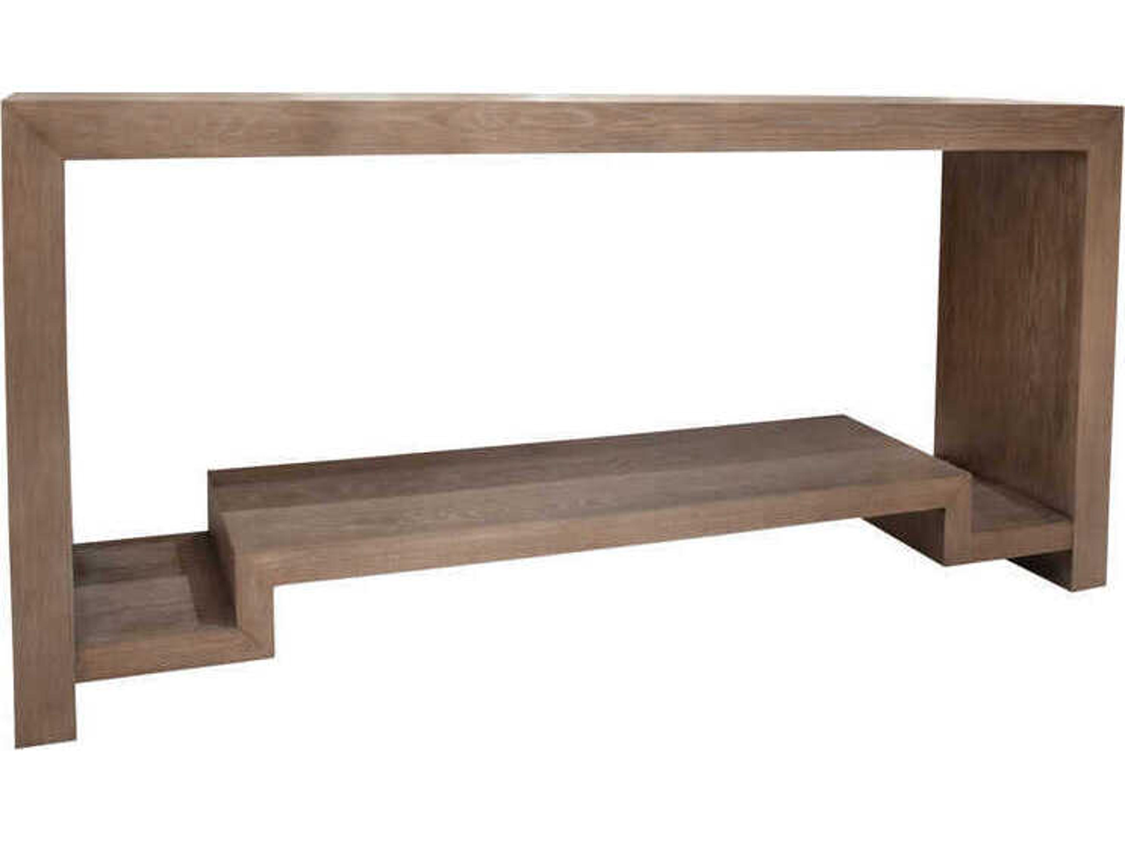 Gabby Emerson Rectangular Wood Cerused Plateau Brown Console Table