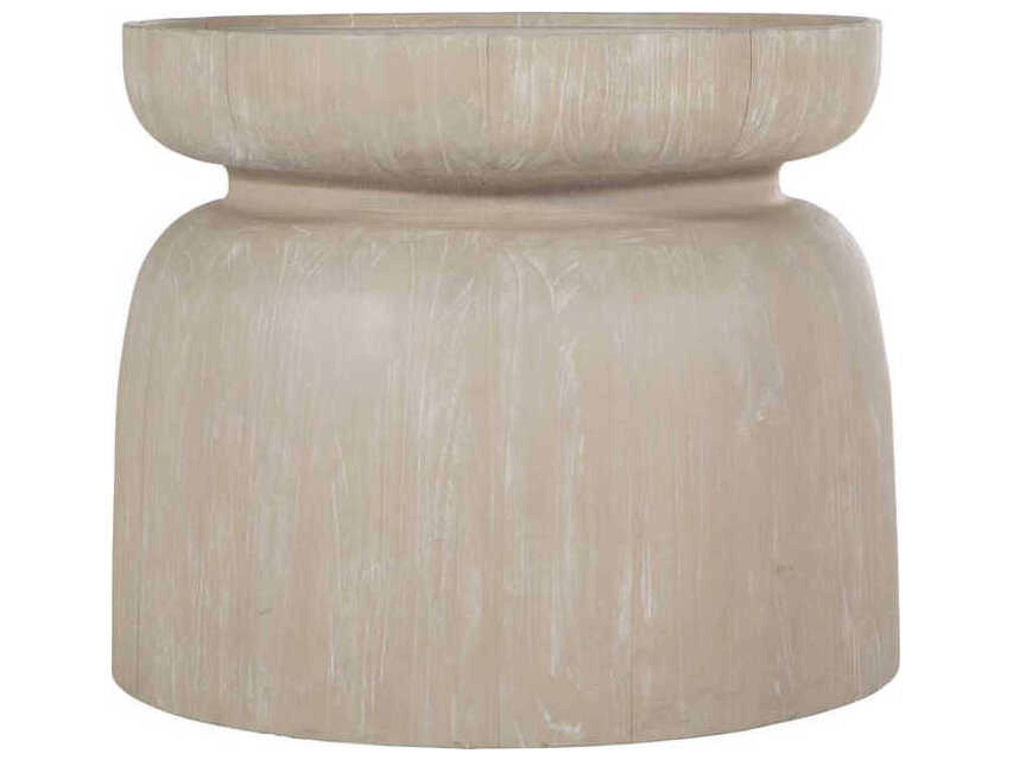 Gabby Marta Round Wood Cerused Light Natural End Table