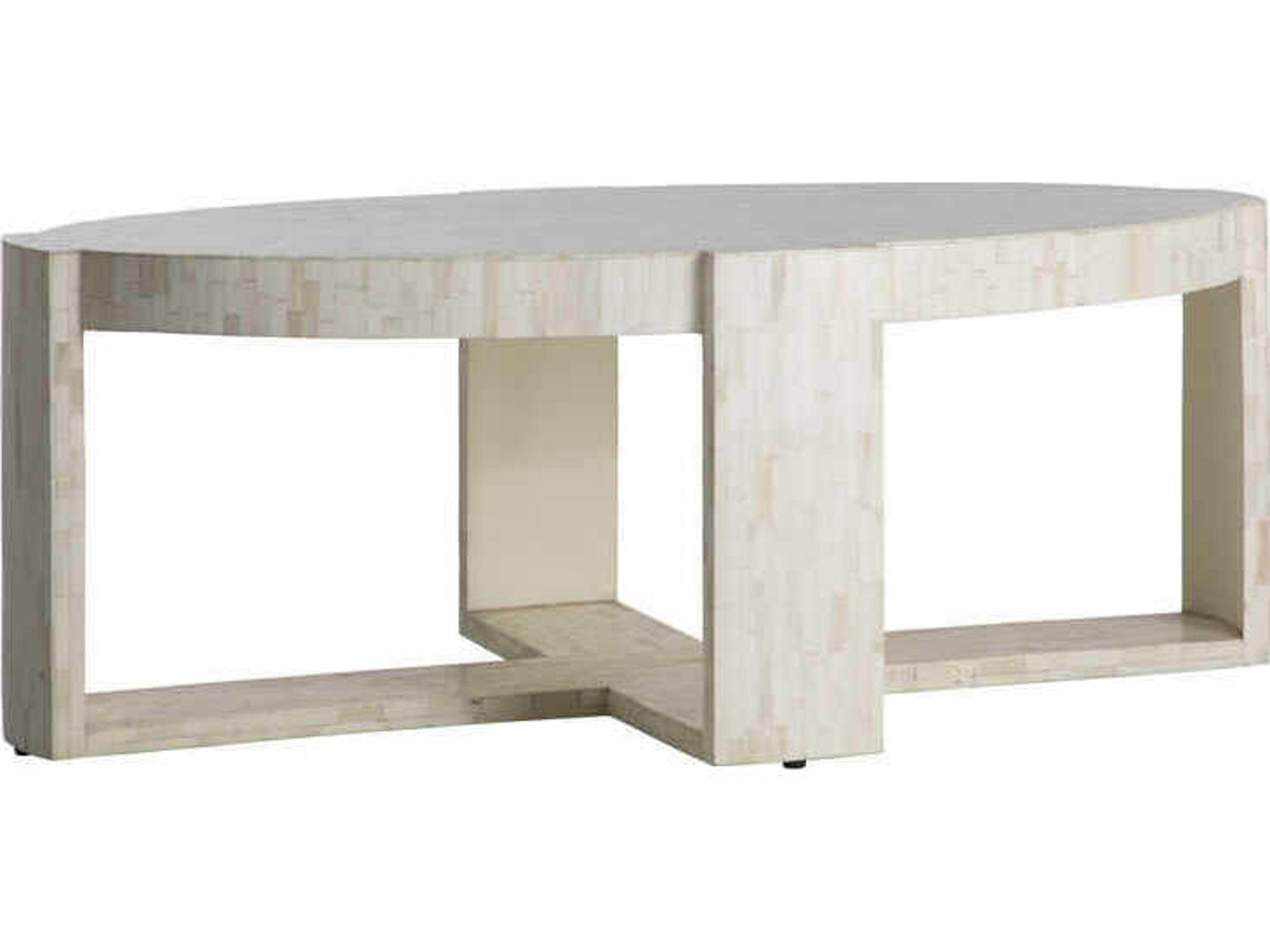 Gabby Kenzie Oval Wood Bone Ivory Coffee Table