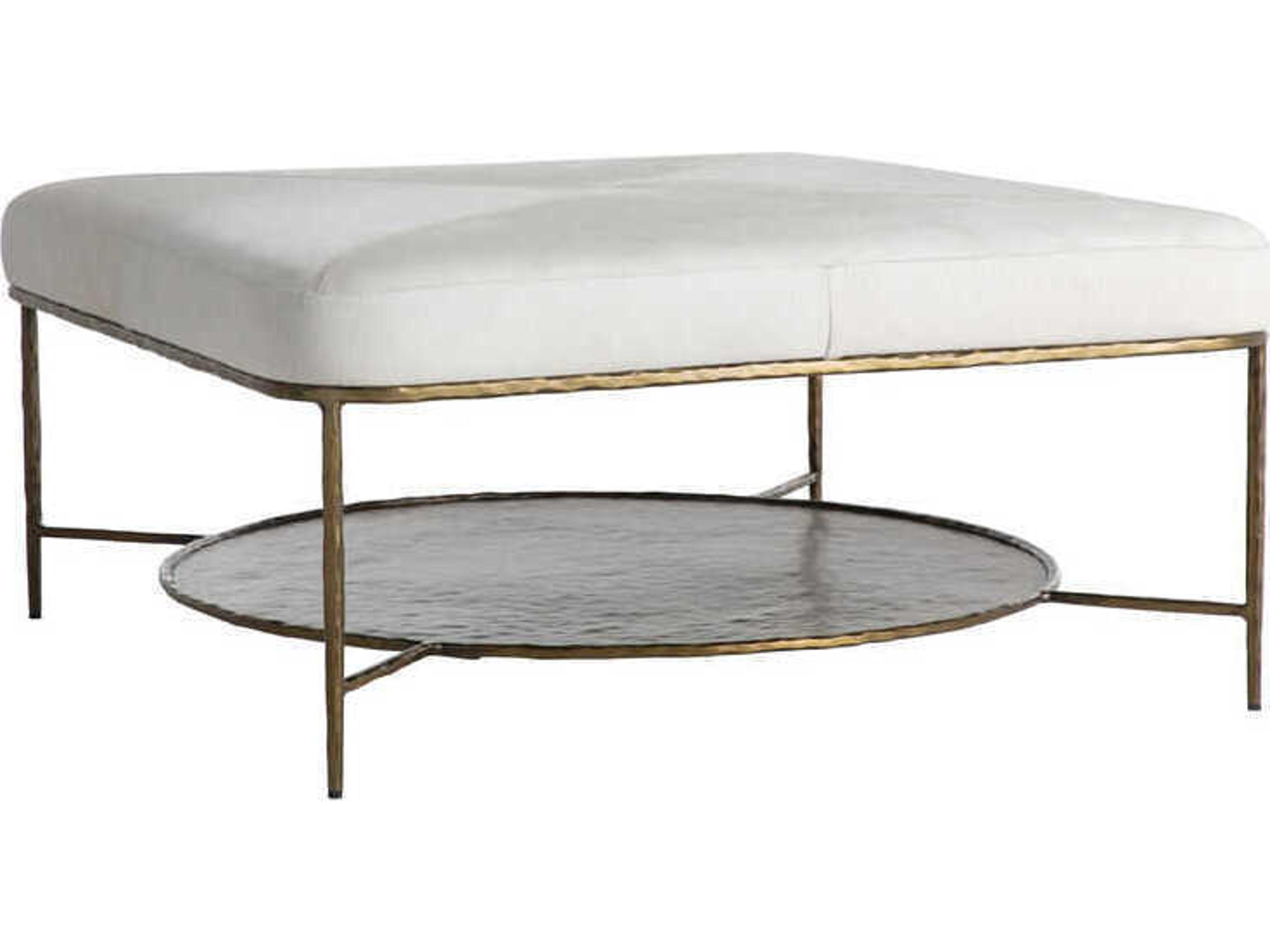 Gabby Laurie Natural Ivory Hide Upholstered Ottoman