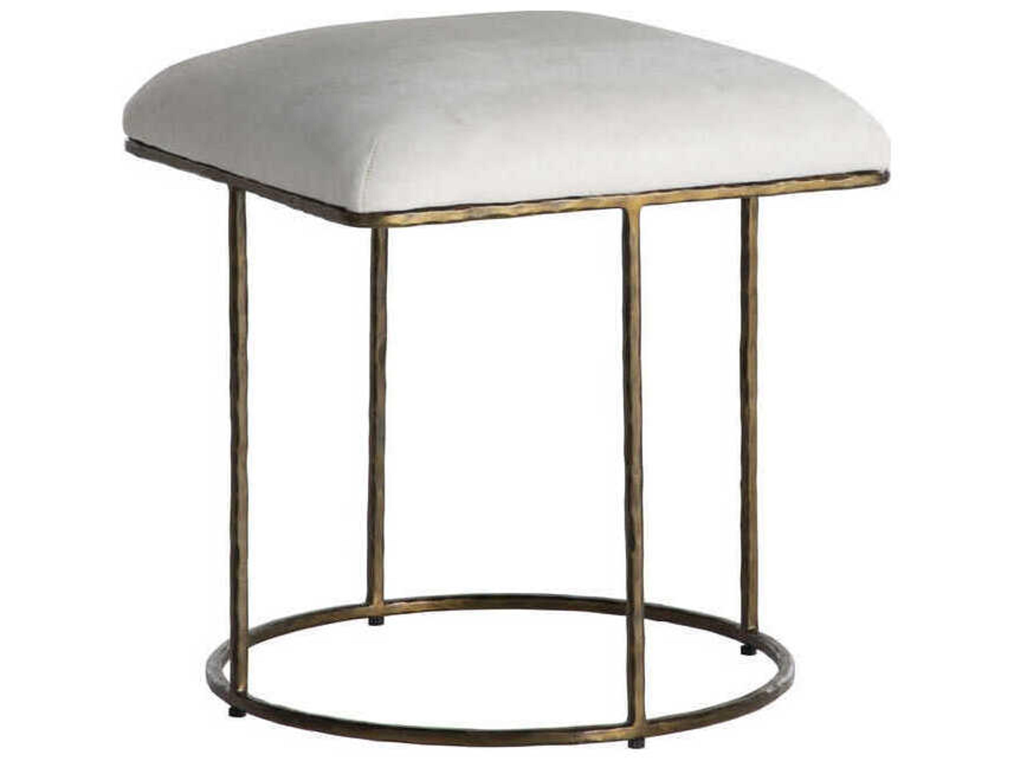 Gabby Lucas Natural Ivory Hide Upholstered Accent Stool