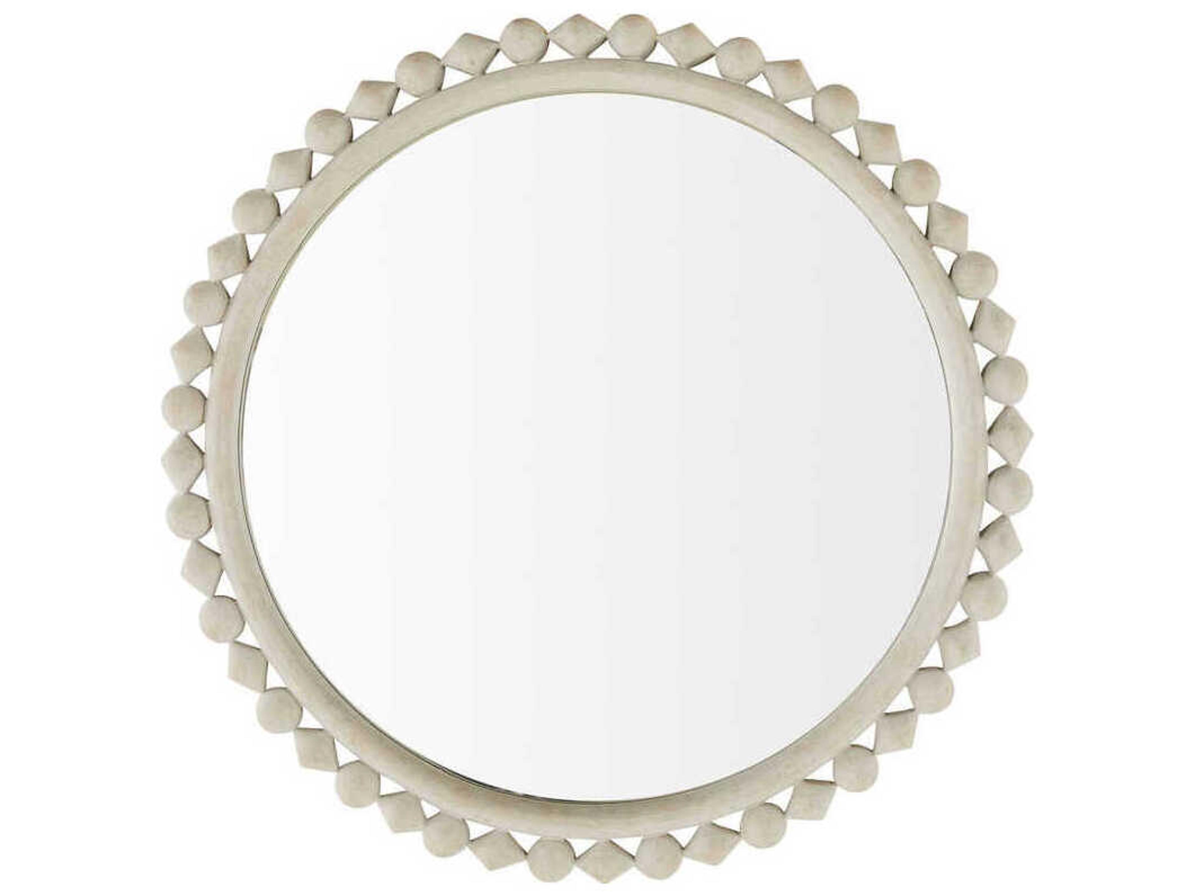 Gabby Belle Clean Mirror Distressed White Wall Round