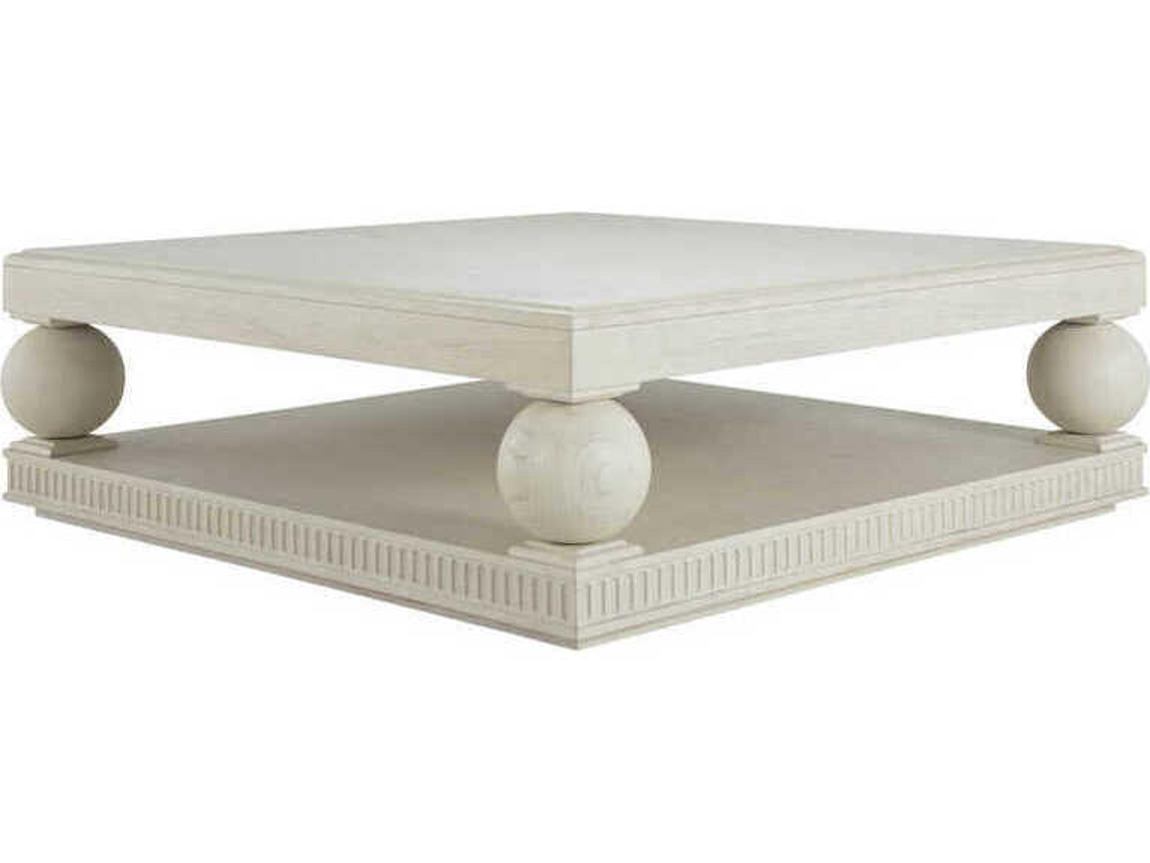 Gabby Bronte Square Wood Antique Brushed White Coffee Table