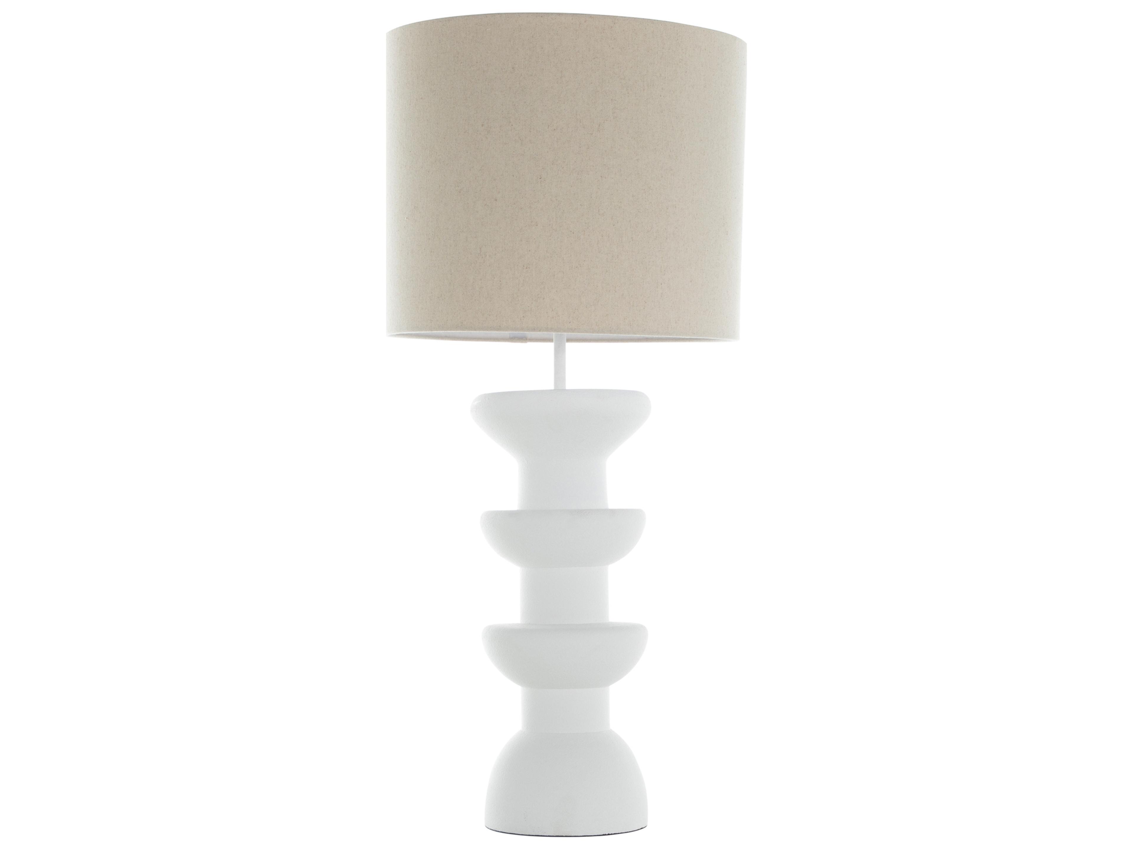 Gabby Honu Plaster White Natural Linen Buffet Lamp