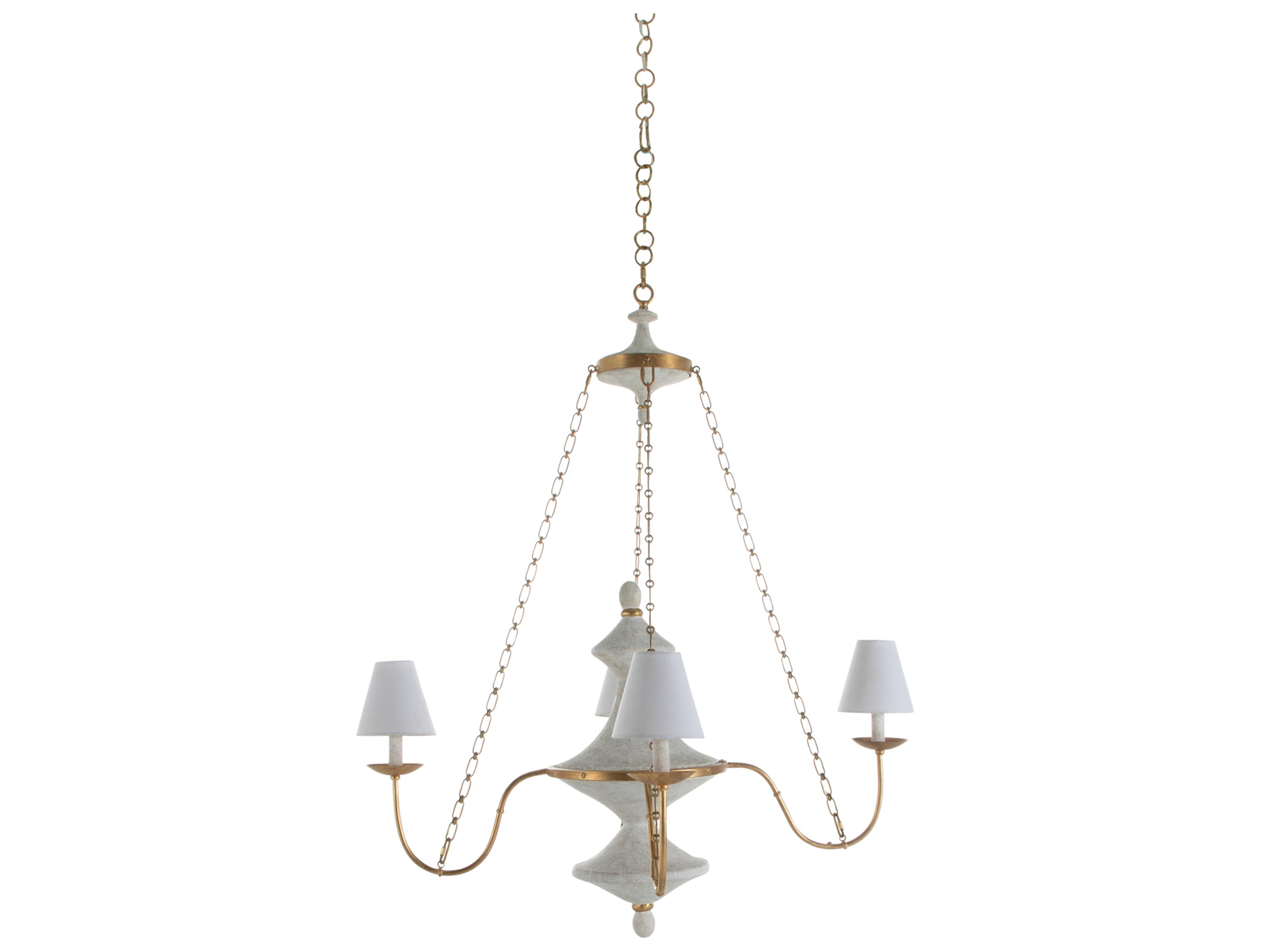 Gabby Pascal 4-Light Textured White Vintage Gold Traditional Candelabra Chandelier