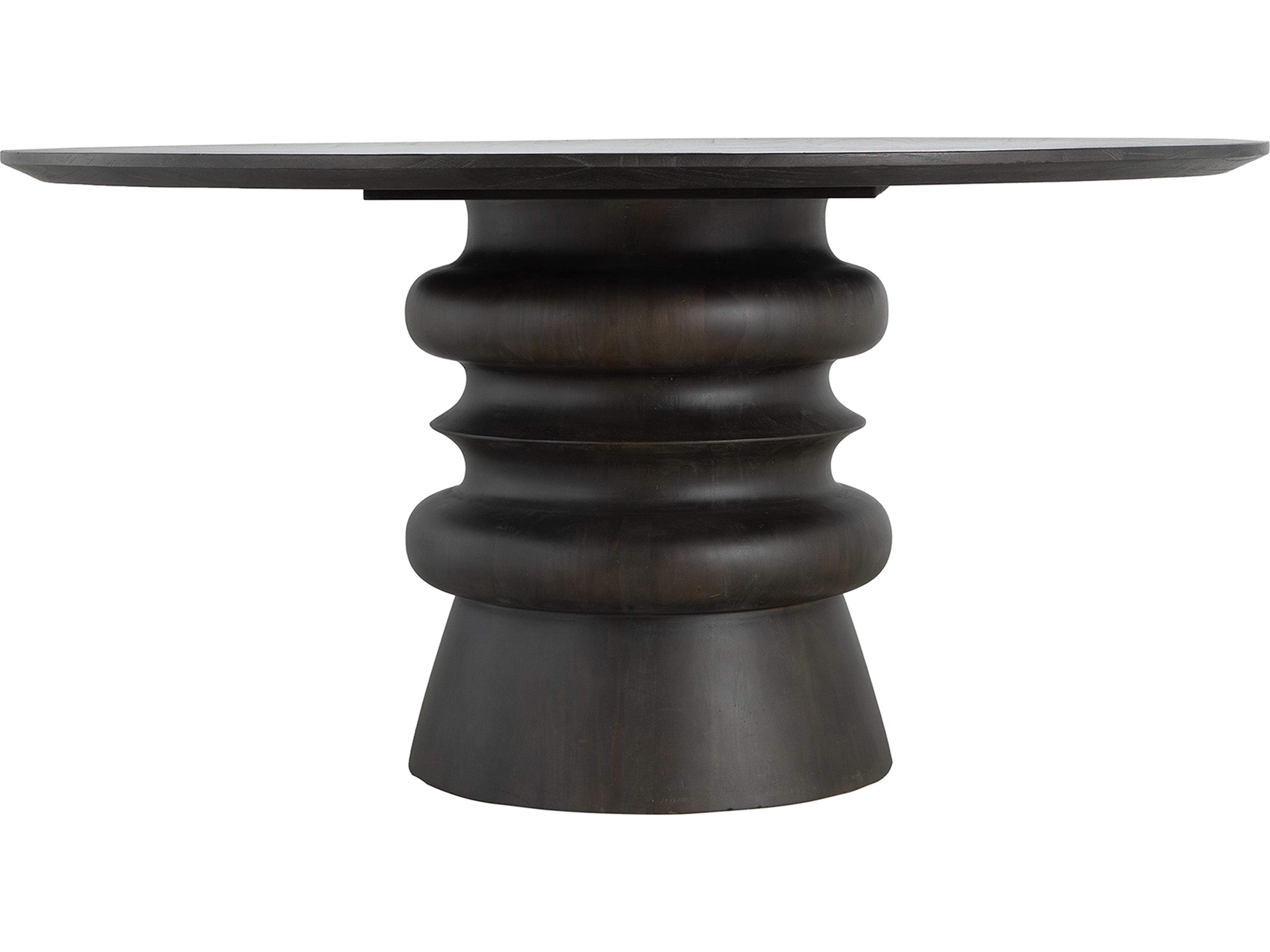 Gabby Teva Round Wood Cerused Forest Black Dining Table