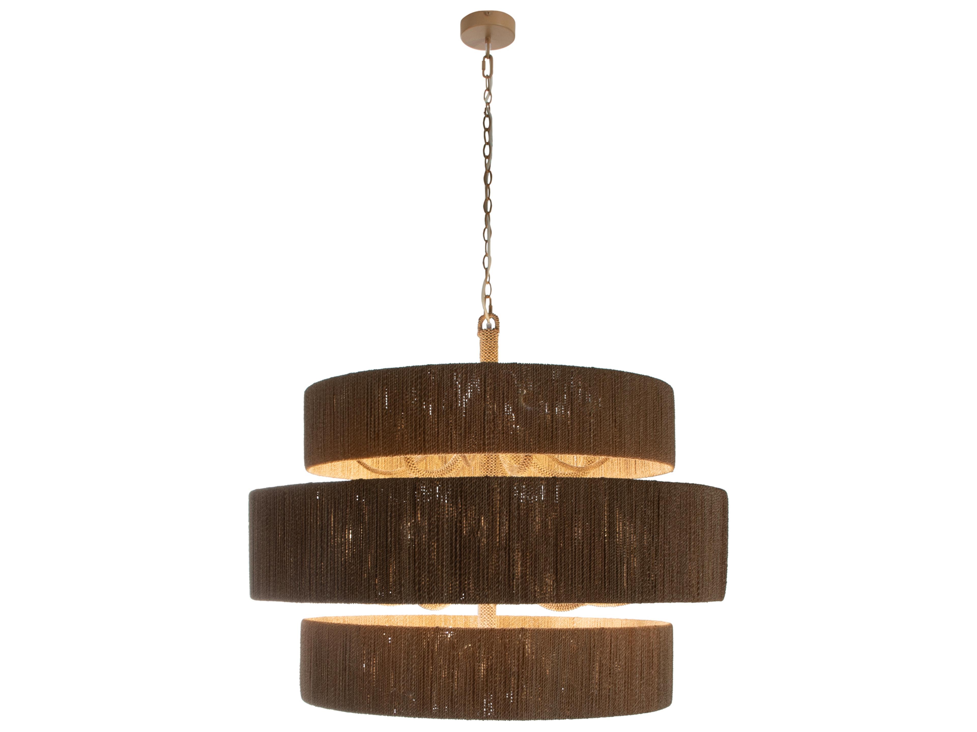Gabby Ellington 15-Light Natural Seagrass Brown Tiered Pendant