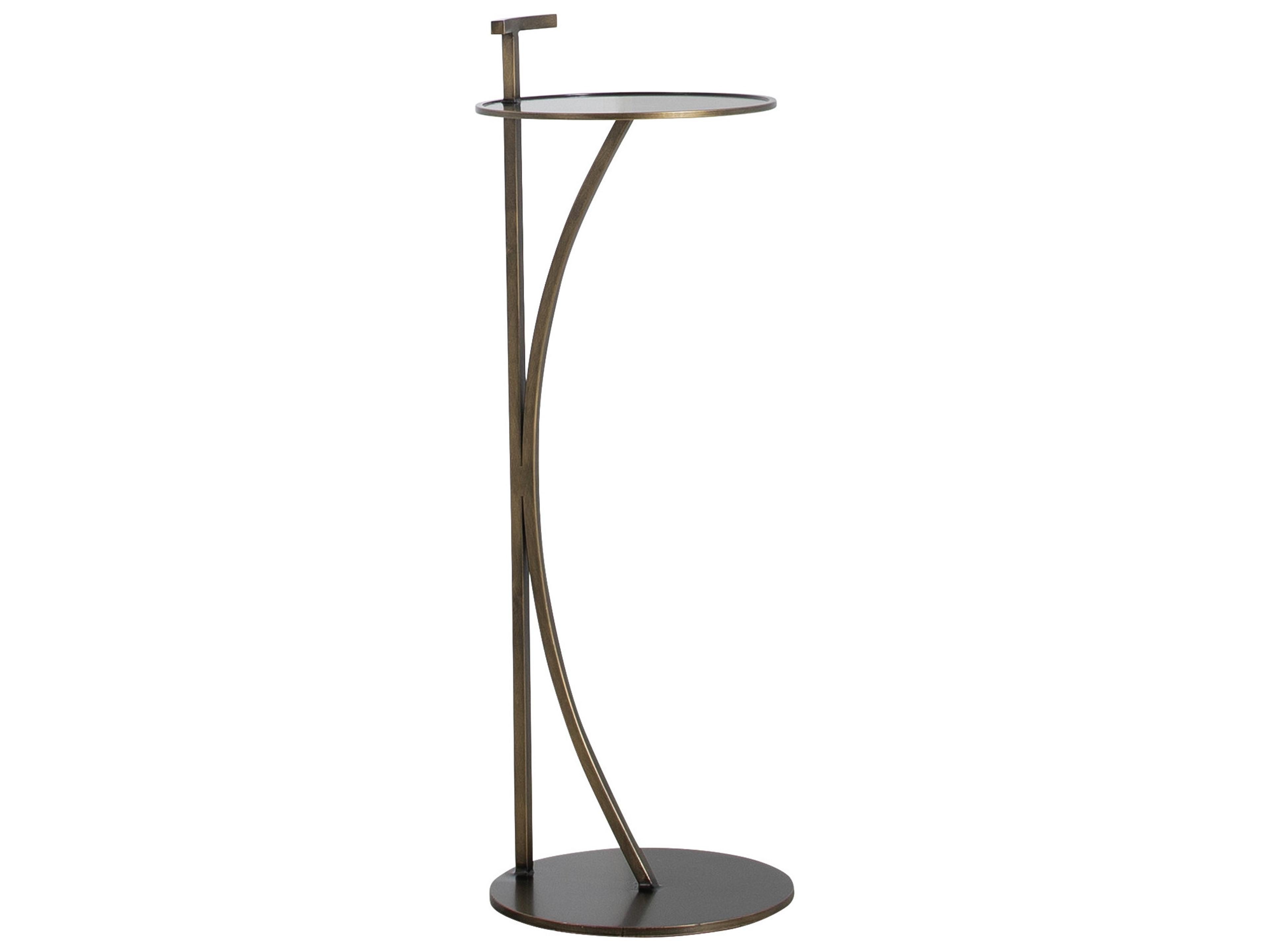 Gabby Amari Round Metal Brushed Brass Brown End Table