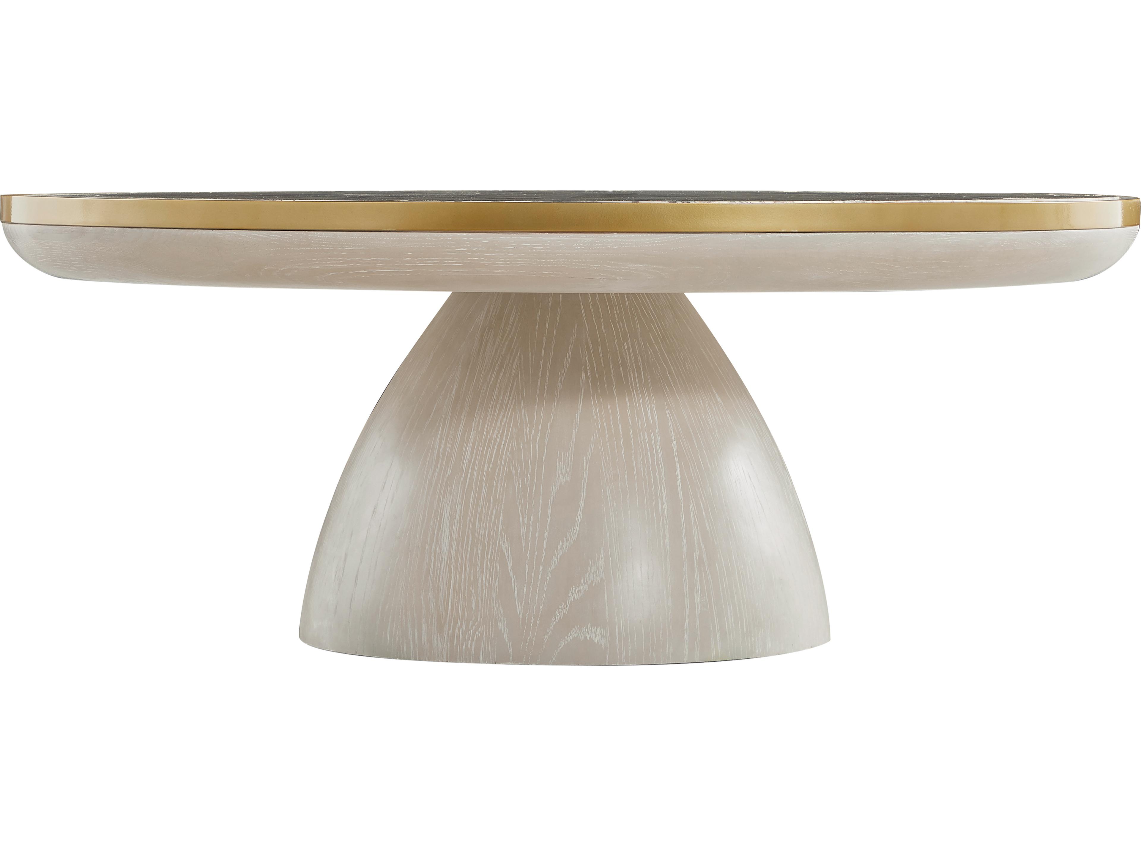 Gabby Cain Round Wood Cerused Light Natural Antique Brass Coffee Table