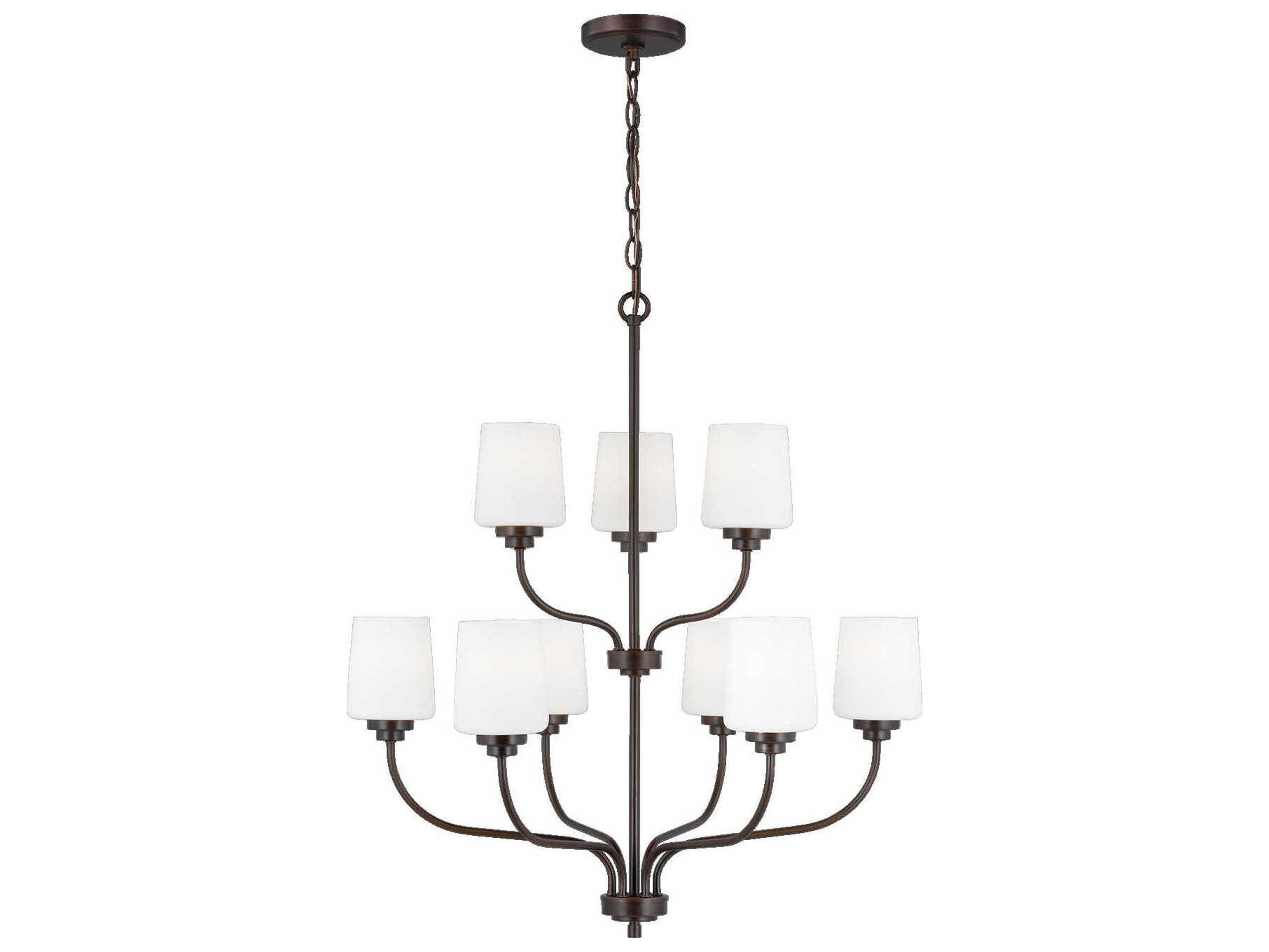 Generation Lighting Windom 9-Light Bronze Glass Tiered Chandelier