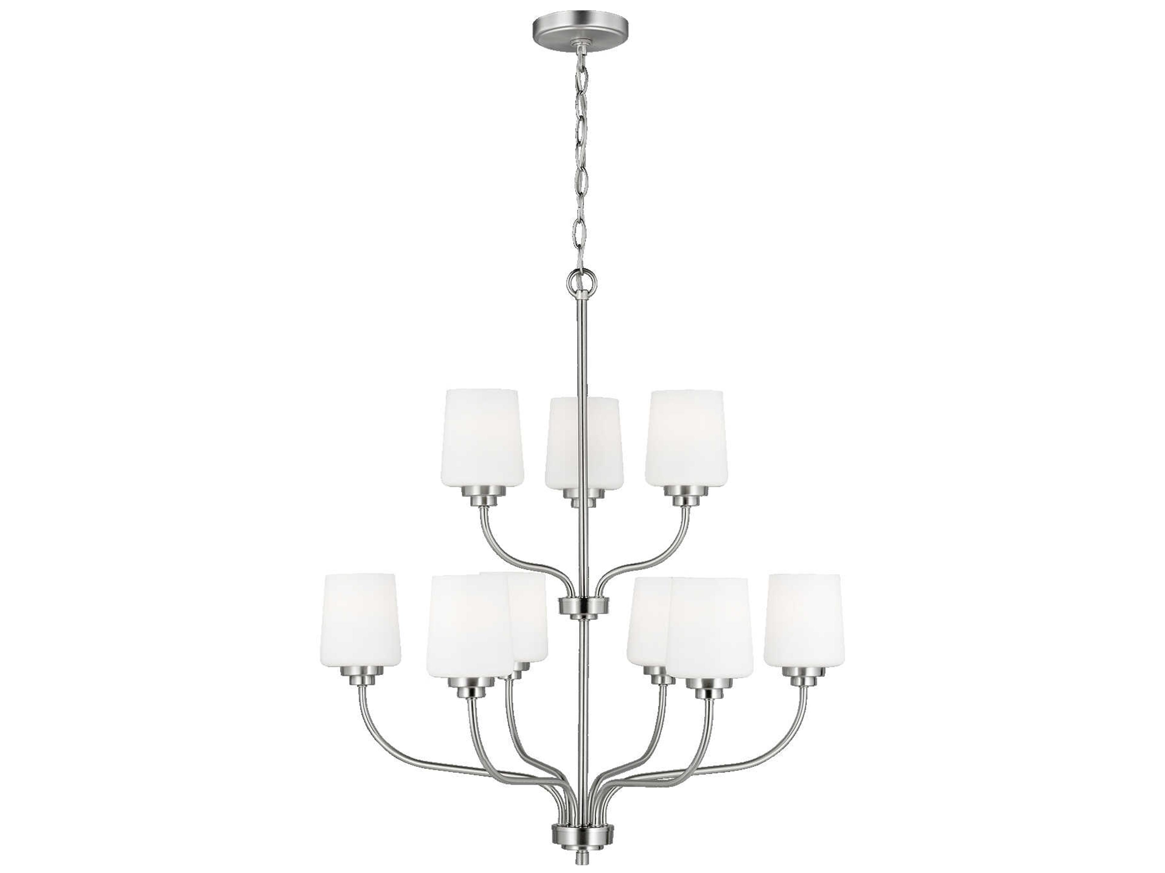 Generation Lighting Windom 9-Light Brushed Nickel Glass Tiered Chandelier