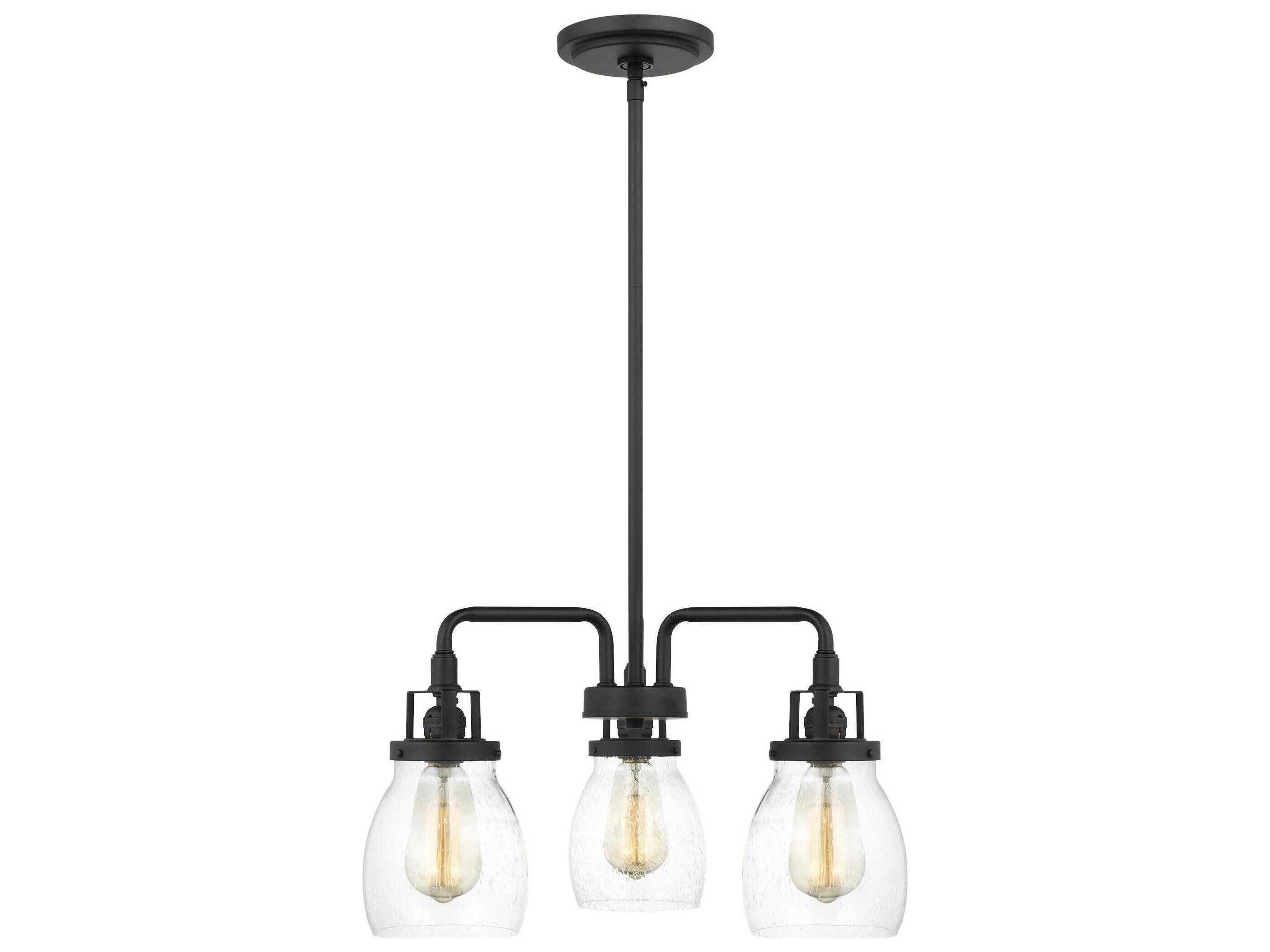 Generation Lighting Belton 3-Light Midnight Black Glass Chandelier