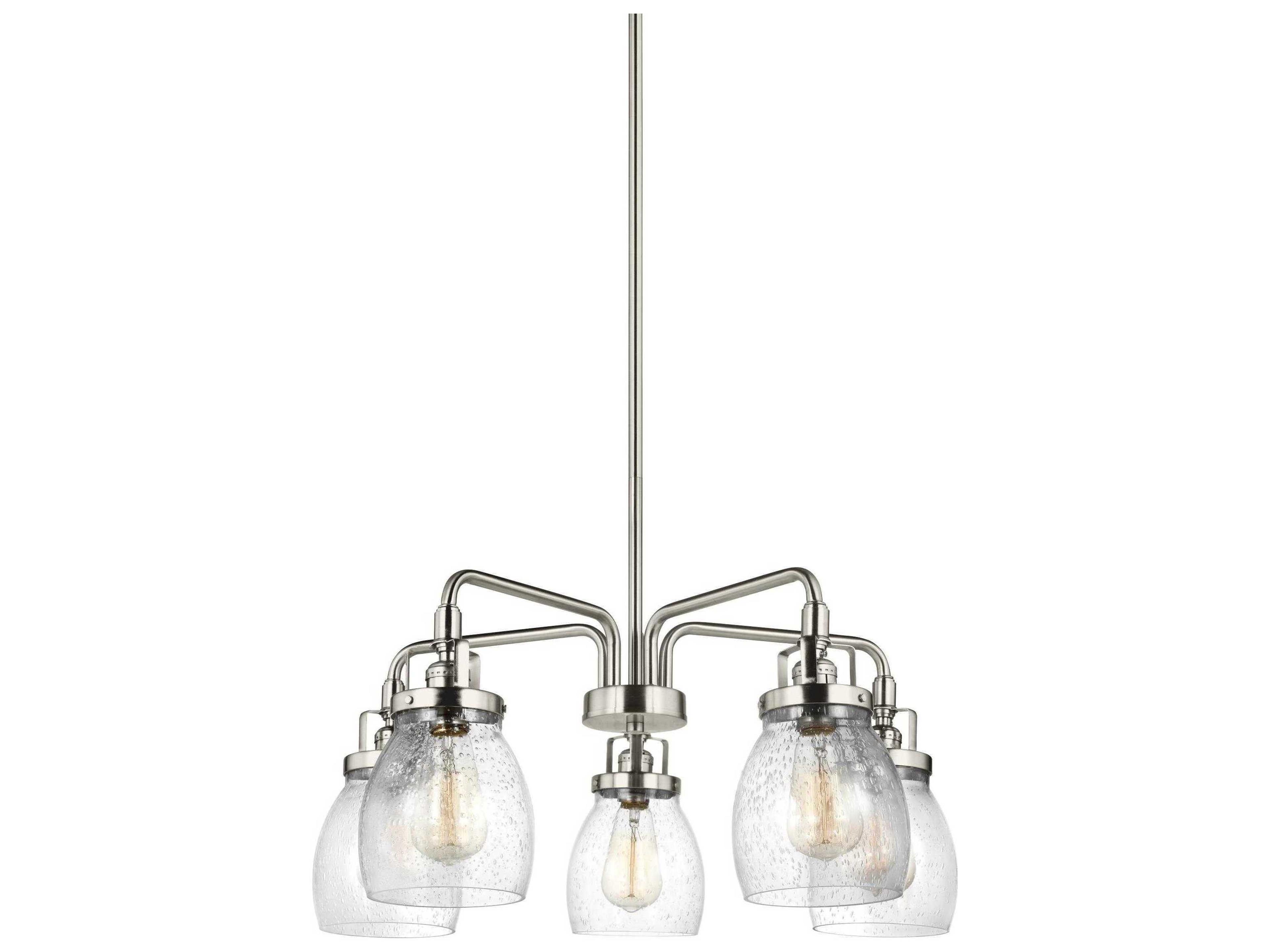Generation Lighting Belton 5-Light Brushed Nickel Glass Bell Chandelier