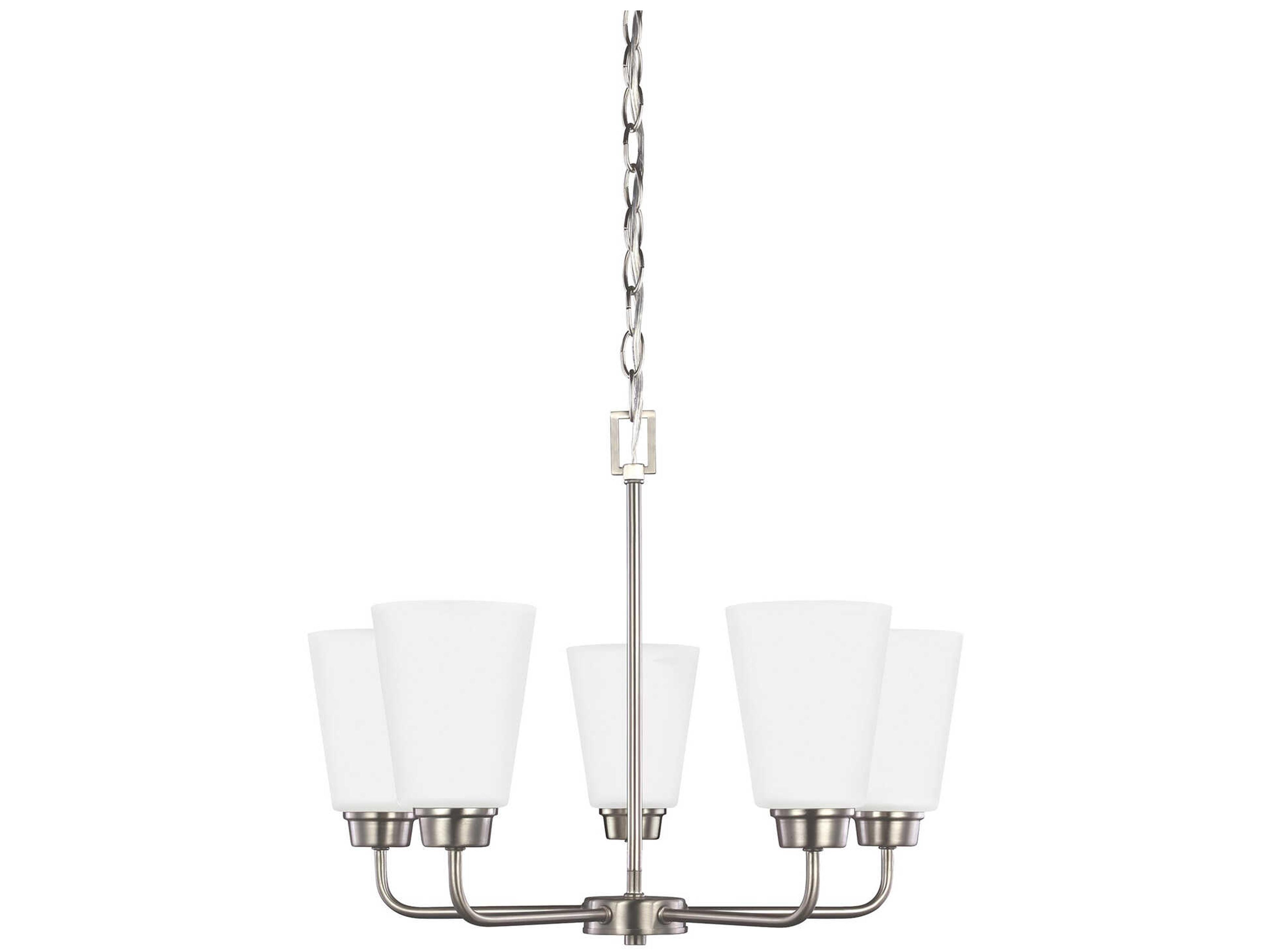 Generation Lighting Kerrville 5-Light Brushed Nickel Glass Bell Chandelier
