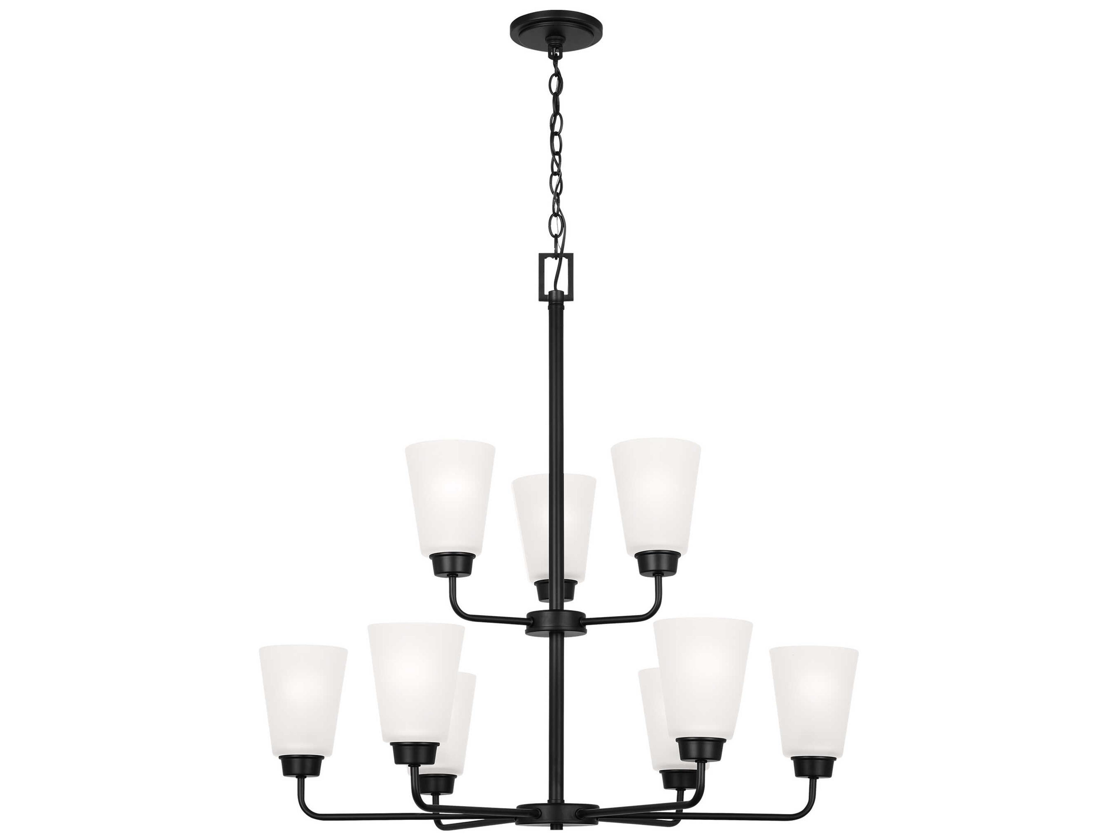 Generation Lighting Kerrville 9-Light Midnight Black Tiered Chandelier