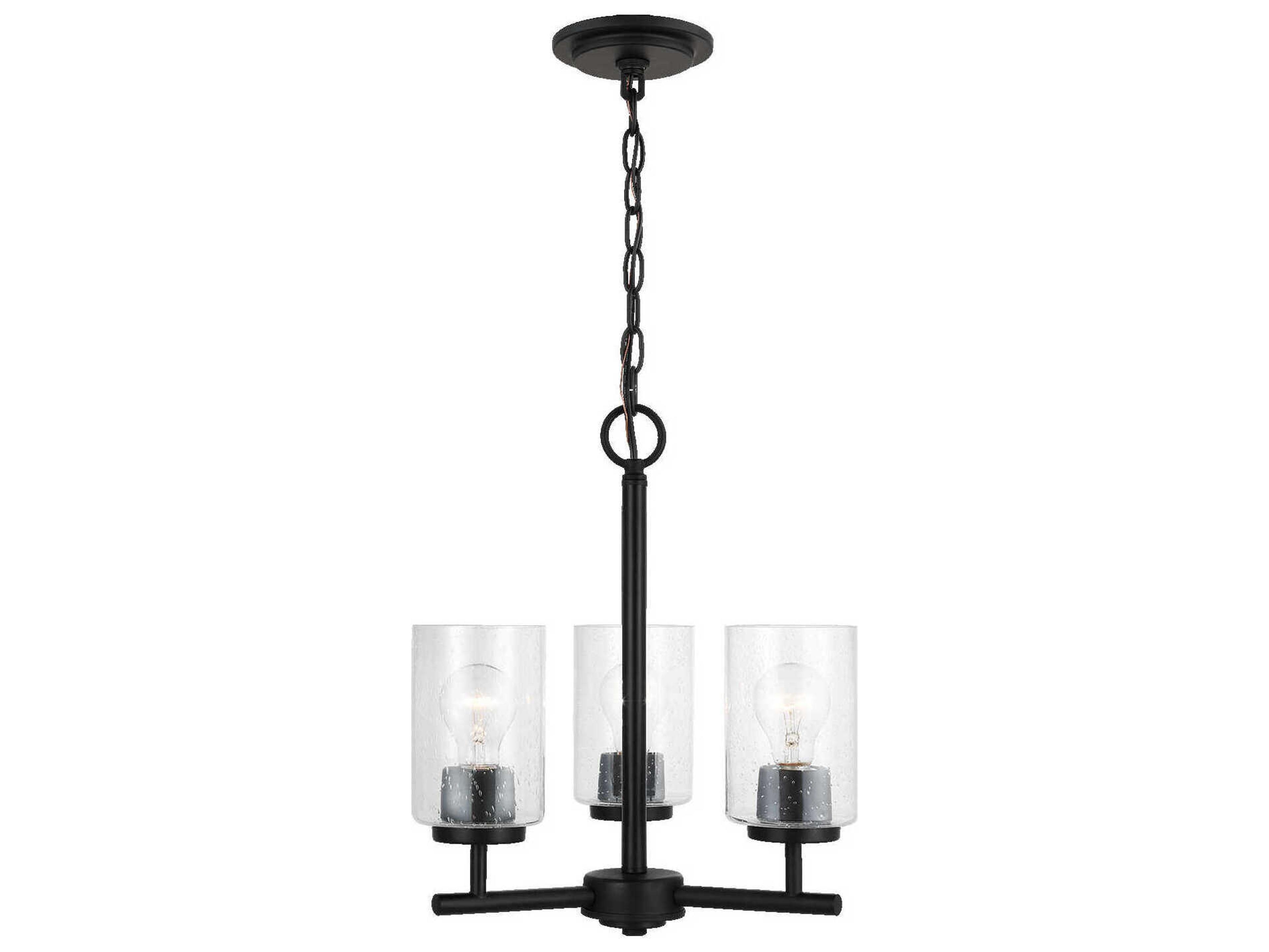 Generation Lighting Oslo 3-Light Midnight Black Glass Cylinder Chandelier