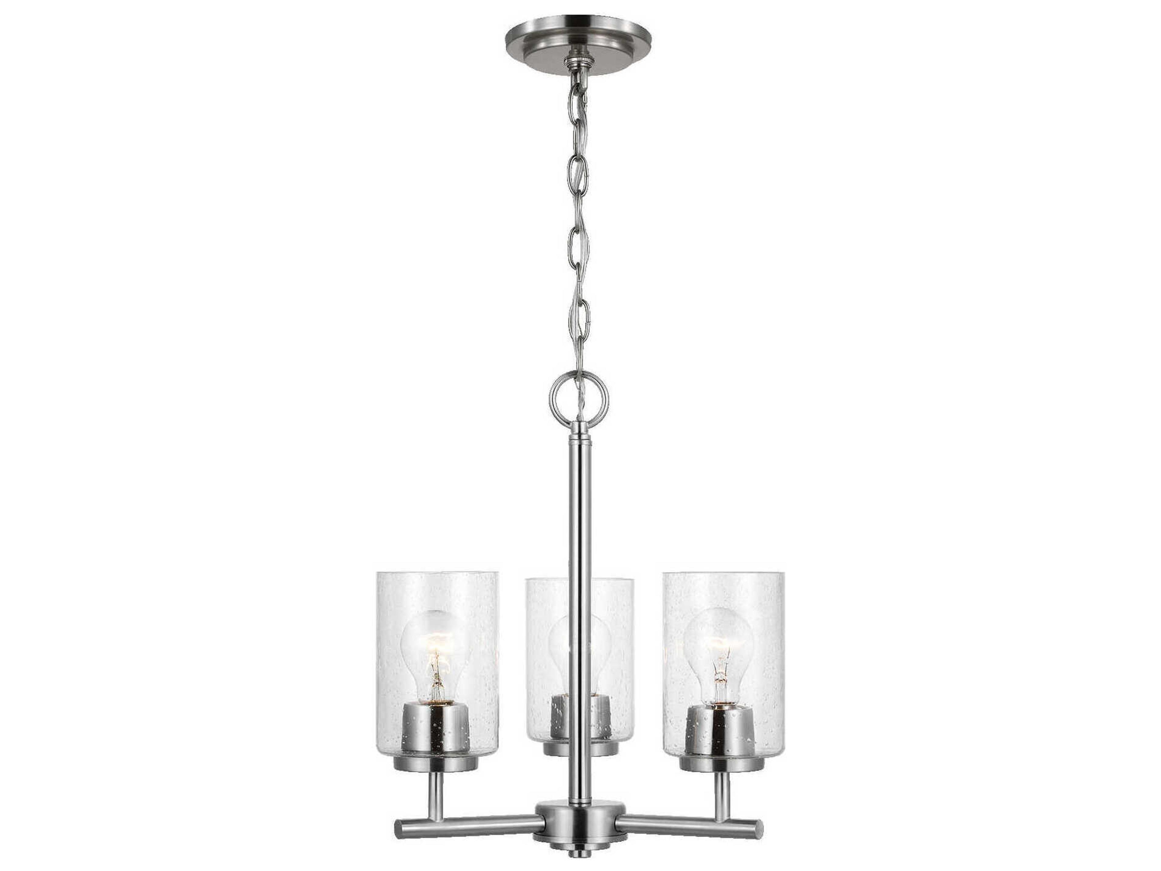 Generation Lighting Oslo 3-Light Brushed Nickel Glass Cylinder Chandelier