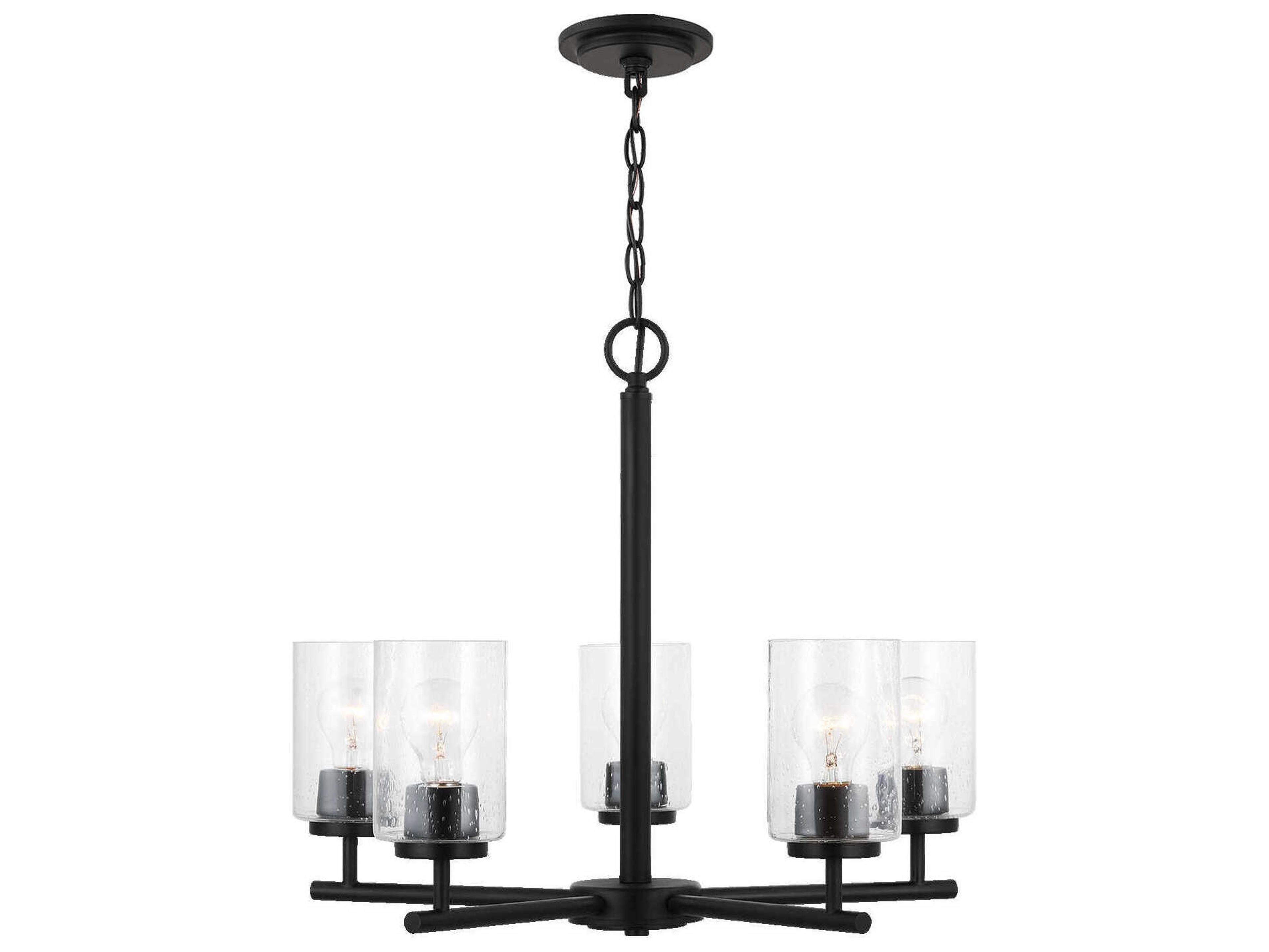 Generation Lighting Oslo 5-Light Midnight Black Glass Cylinder Chandelier