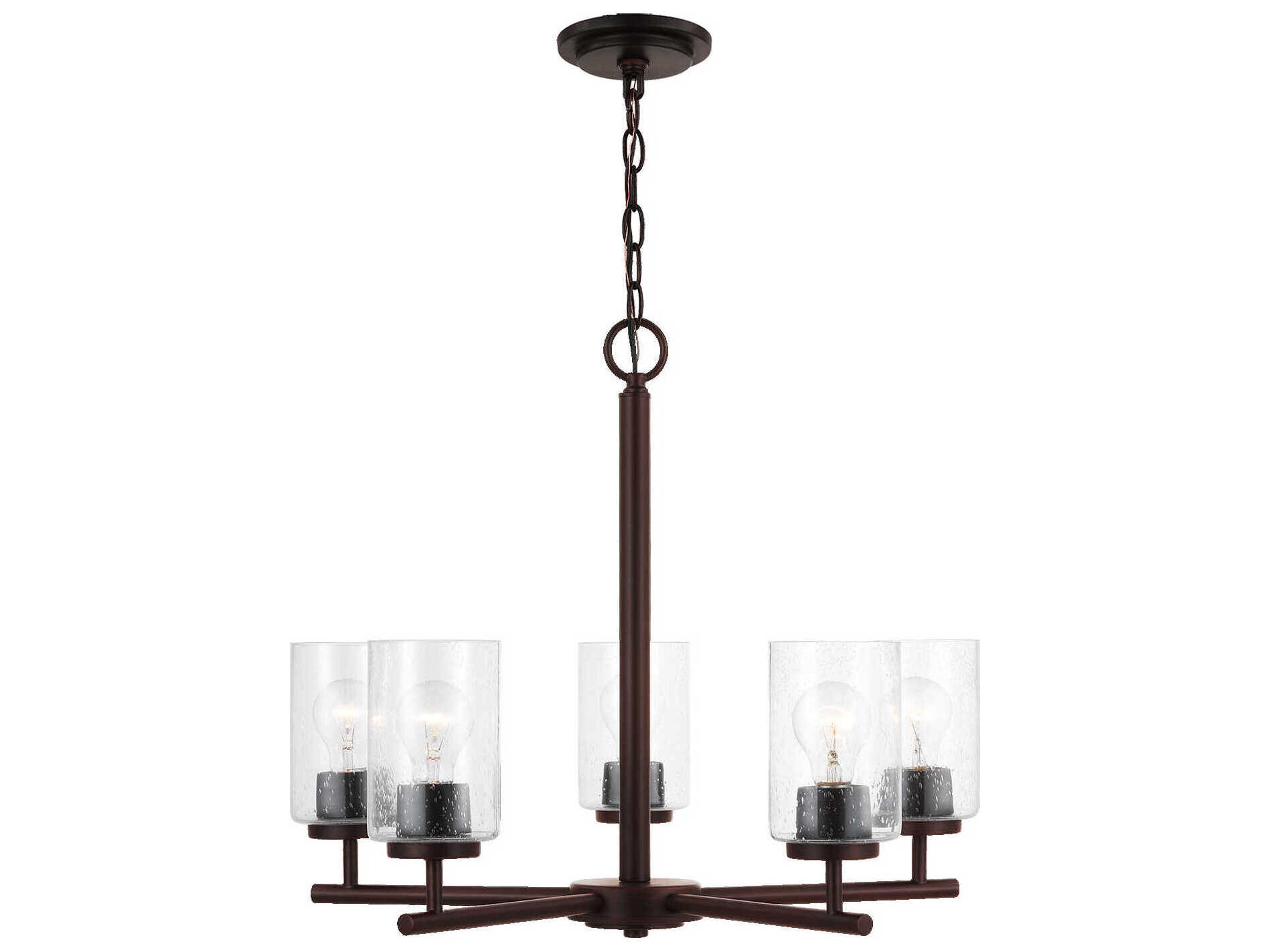 Generation Lighting Oslo 5-Light Bronze Glass Cylinder Chandelier