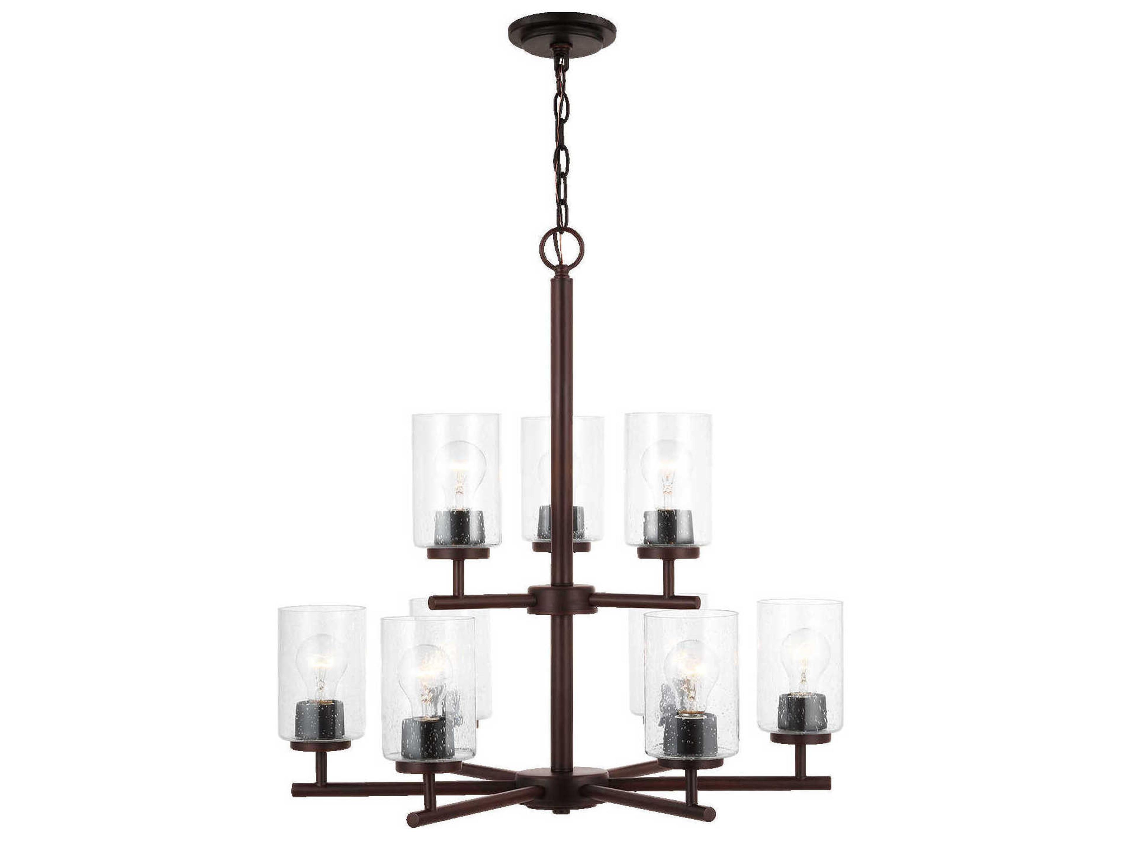 Generation Lighting Oslo 9-Light Bronze Glass Cylinder Tiered Chandelier
