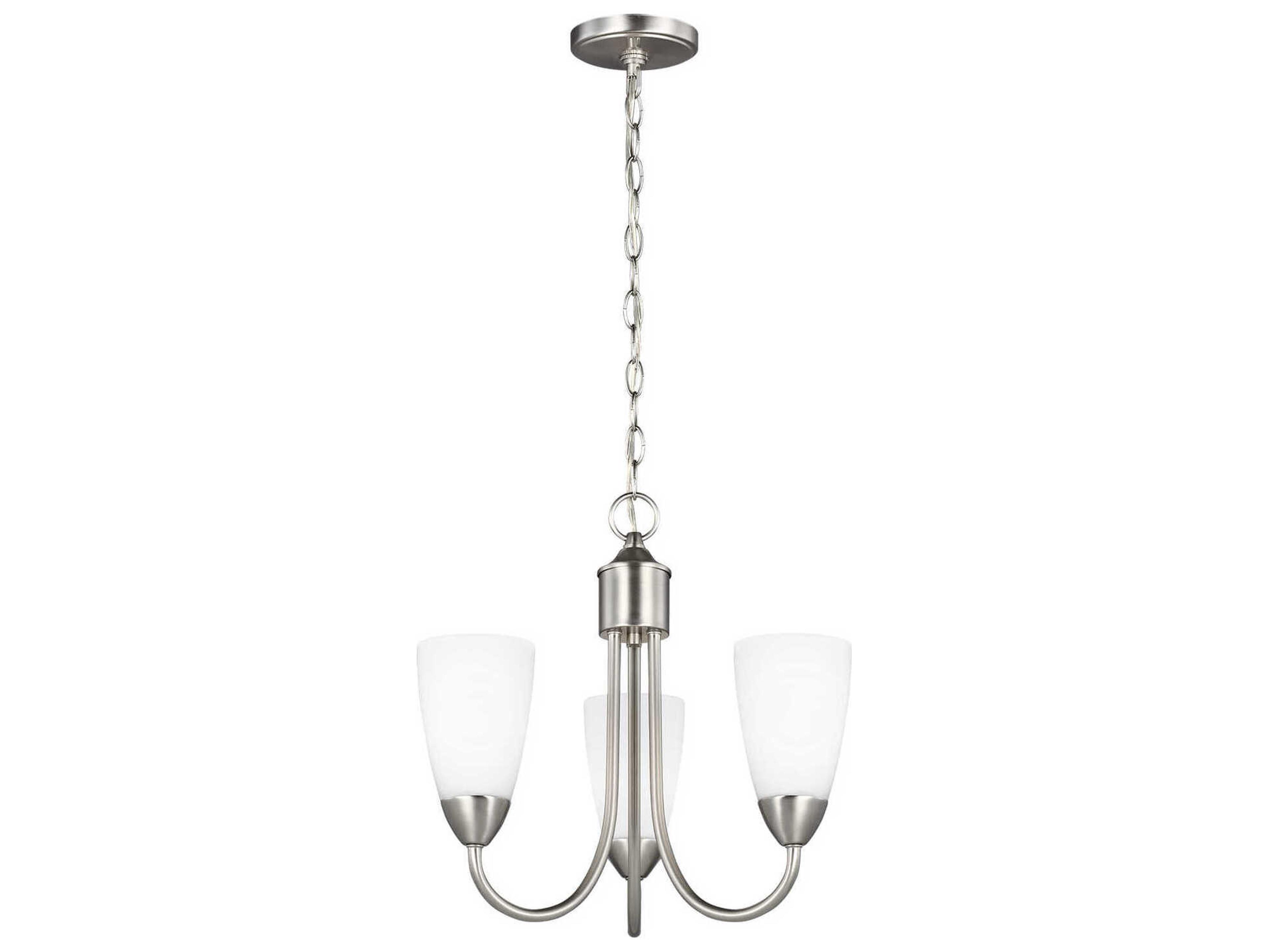 Generation Lighting Seville 3-Light Brushed Nickel Glass Bell Chandelier