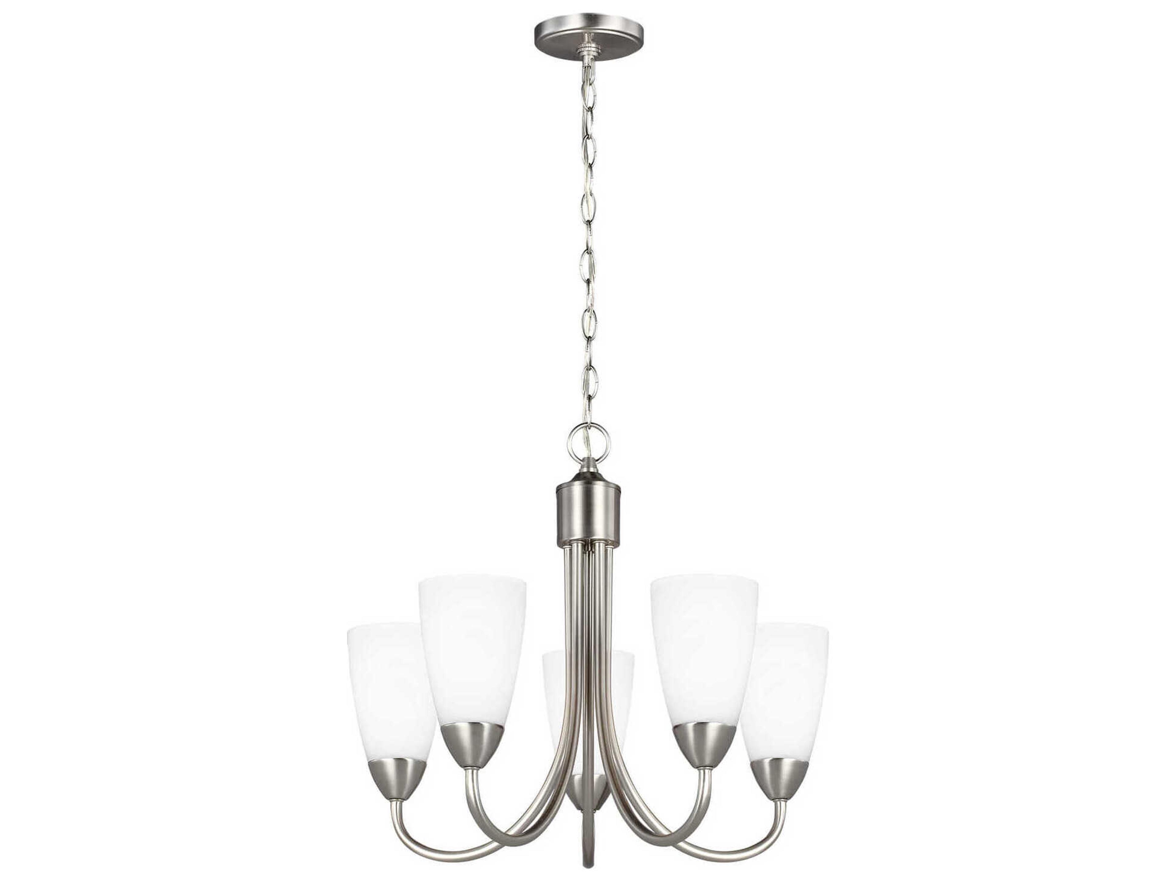Generation Lighting Seville 5-Light Brushed Nickel Glass Bell Chandelier