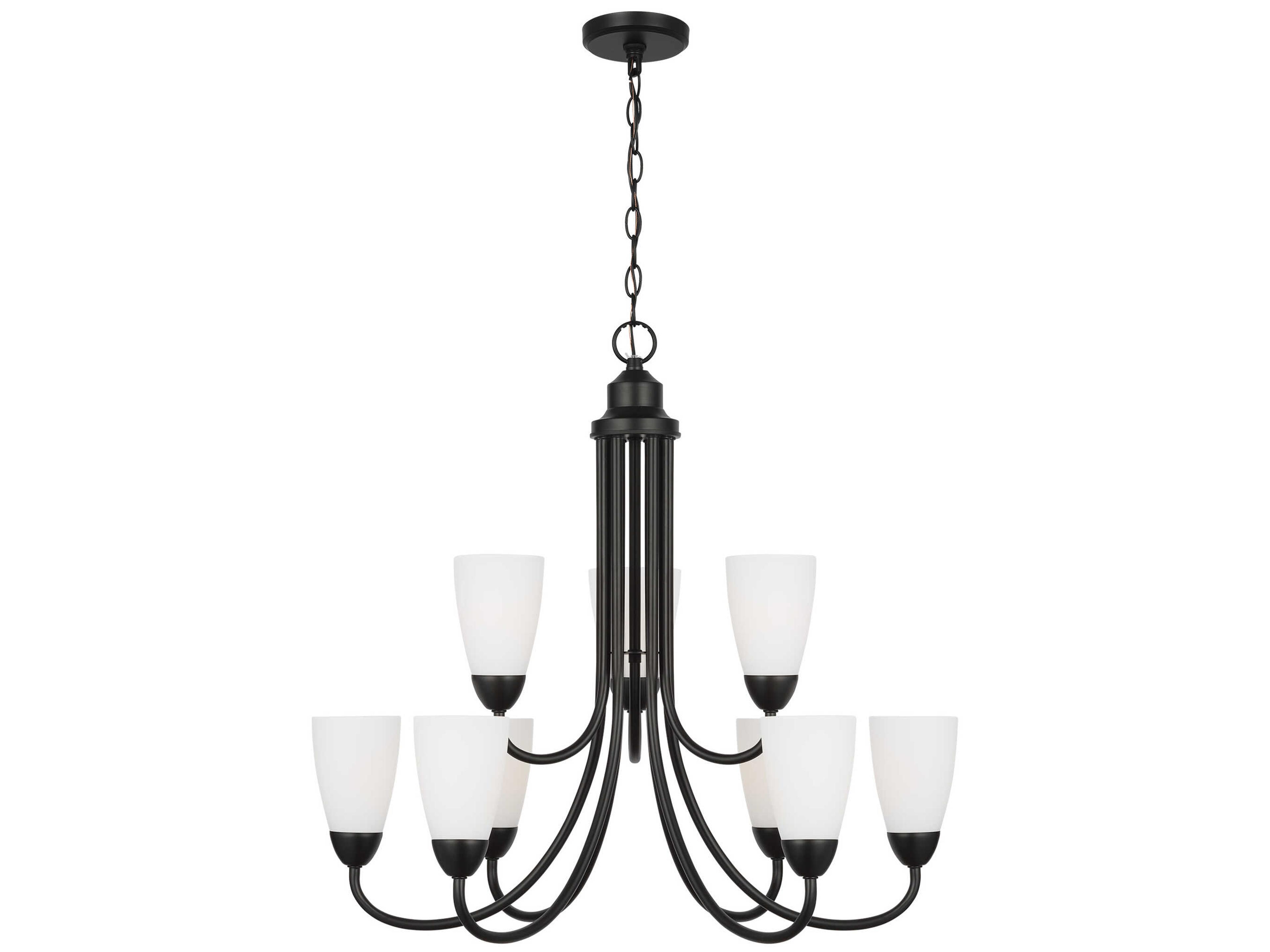 Generation Lighting Seville 9-Light Midnight Black Bell Tiered Chandelier
