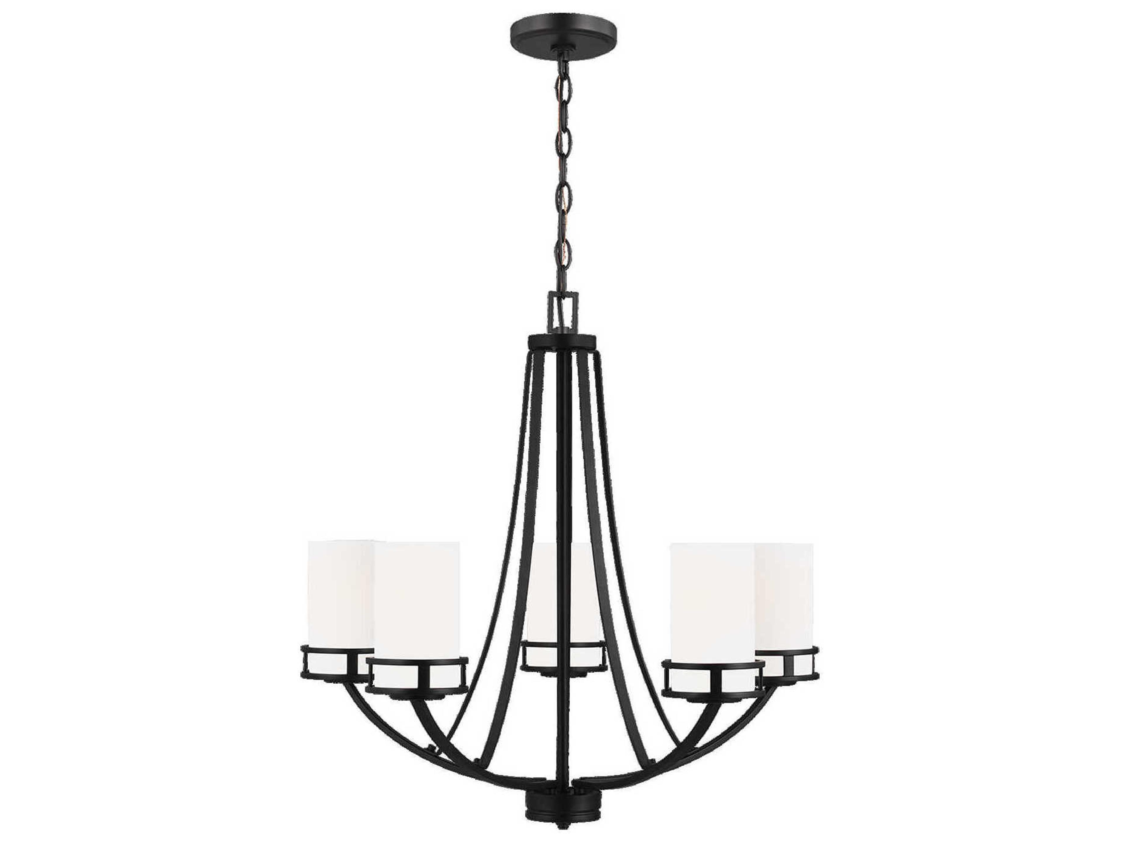 Generation Lighting Robie 5-Light Midnight Black Glass Cylinder Chandelier