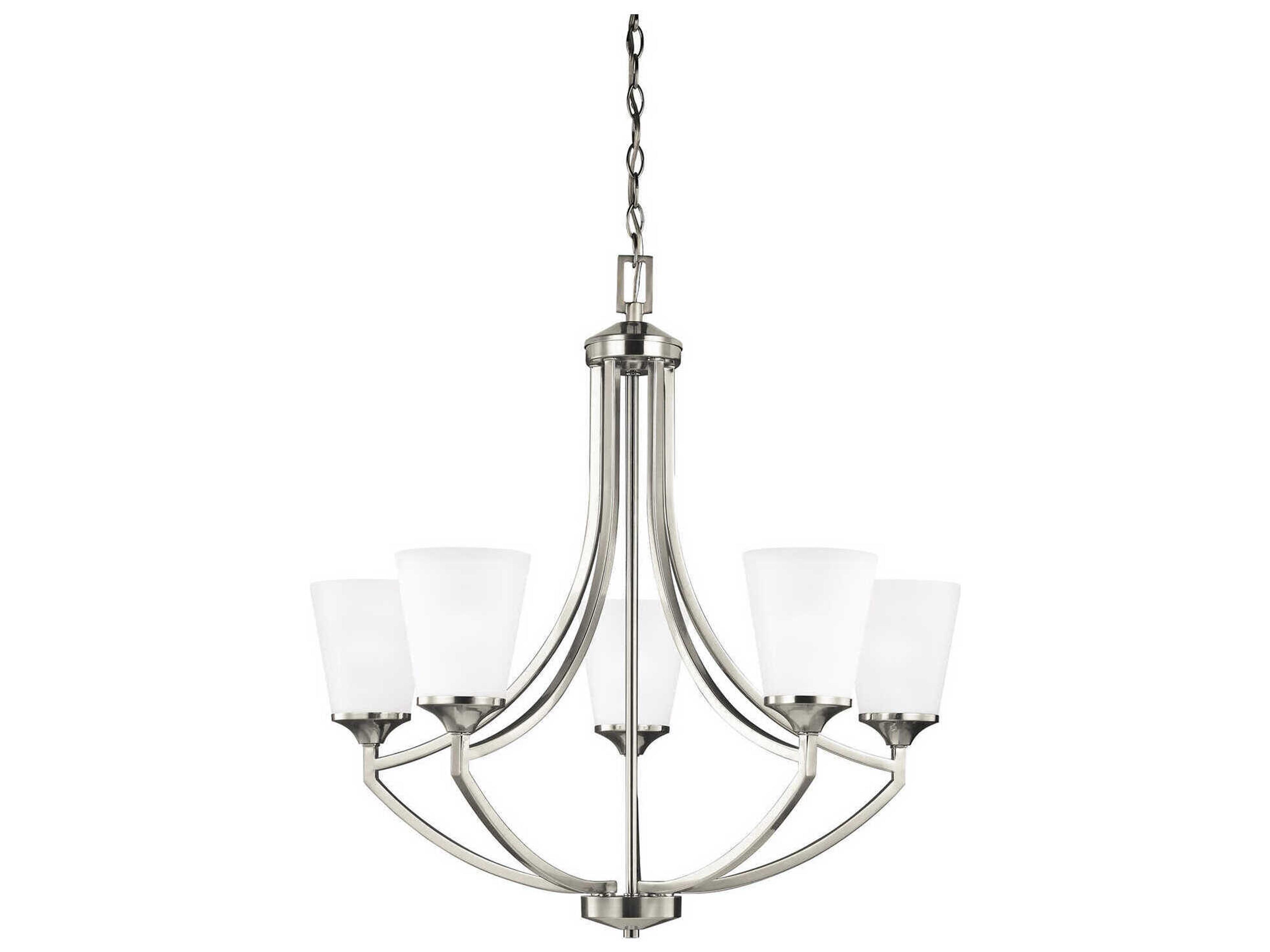 Generation Lighting Hanford 5-Light Brushed Nickel Glass Bell Chandelier