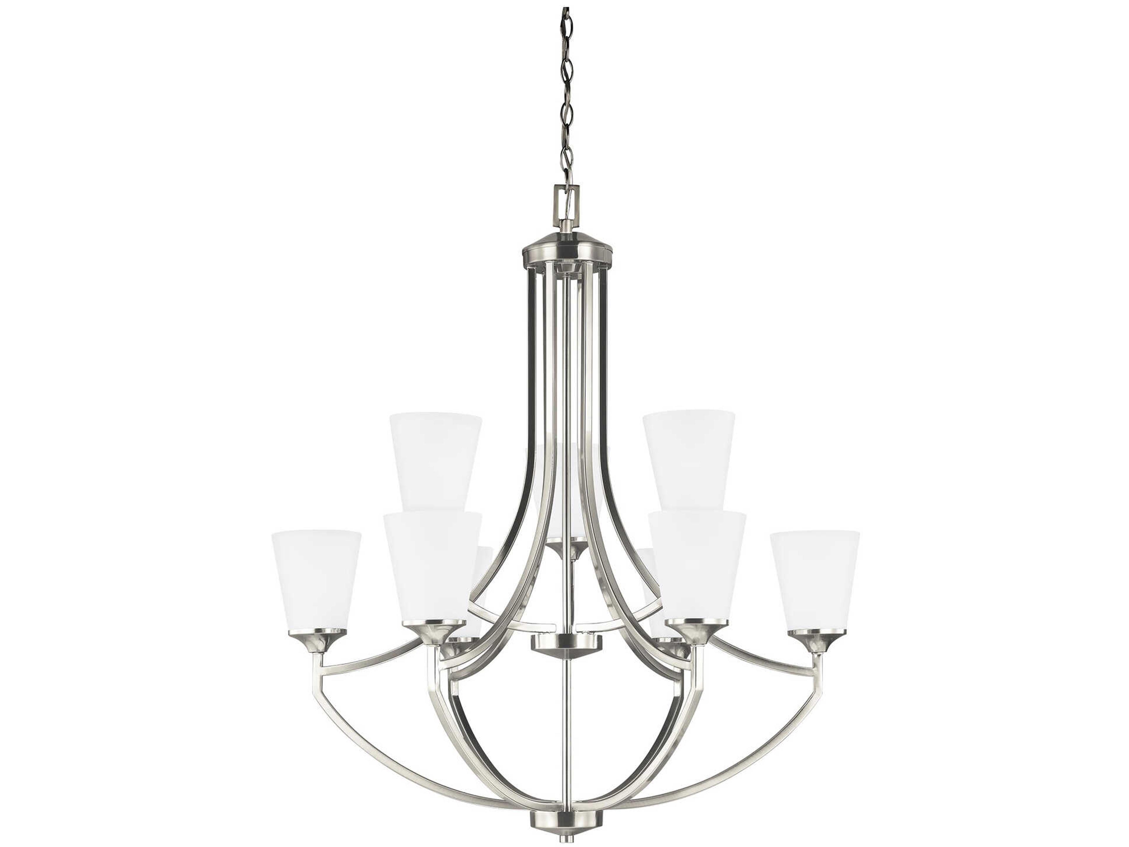 Generation Lighting Hanford 9-Light Brushed Nickel Glass Bell Tiered Chandelier