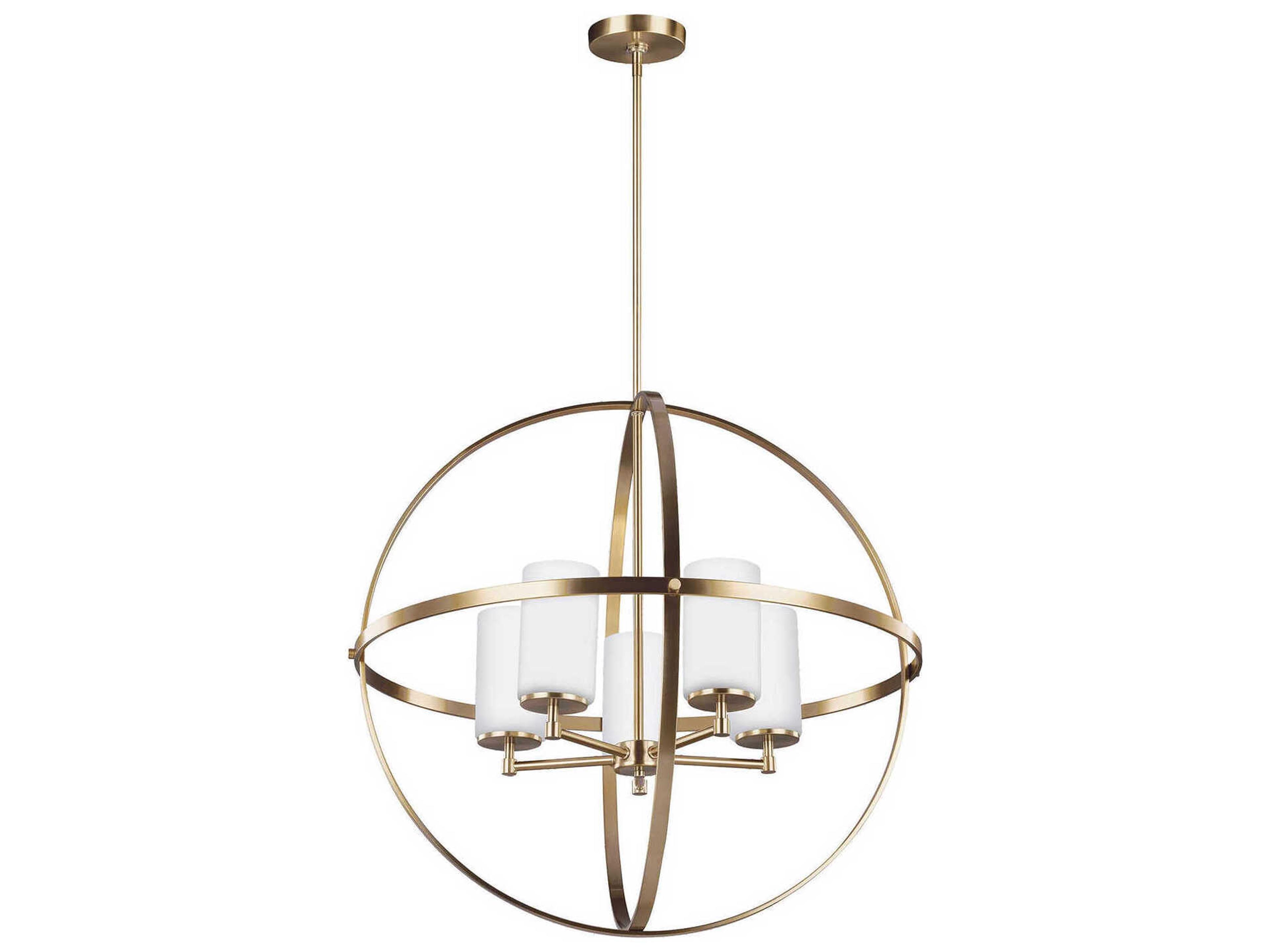 Generation Lighting Alturas 5-Light Satin Brass Glass Globe Chandelier