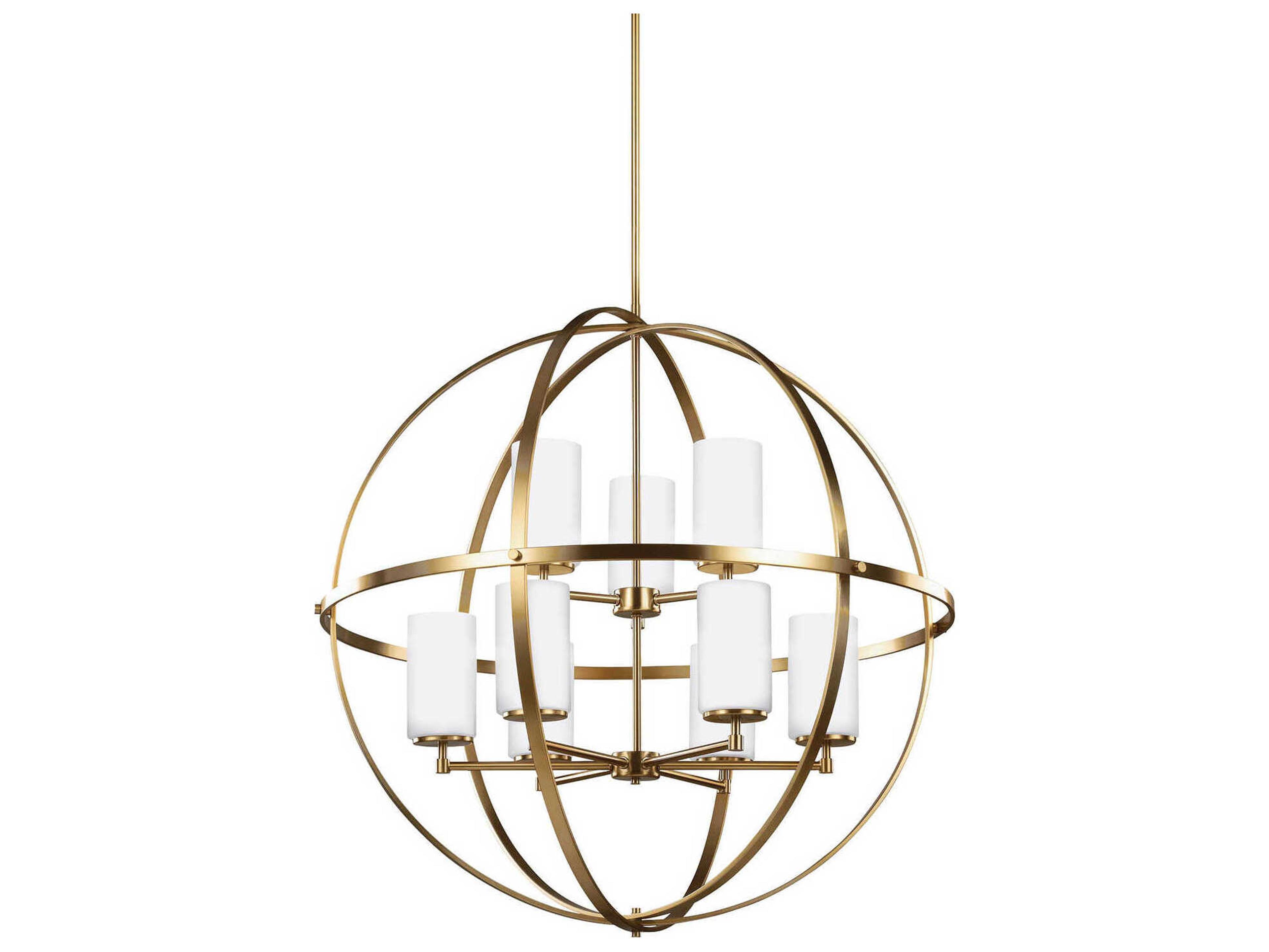 Generation Lighting Alturas 9-Light Satin Brass Glass Globe Chandelier