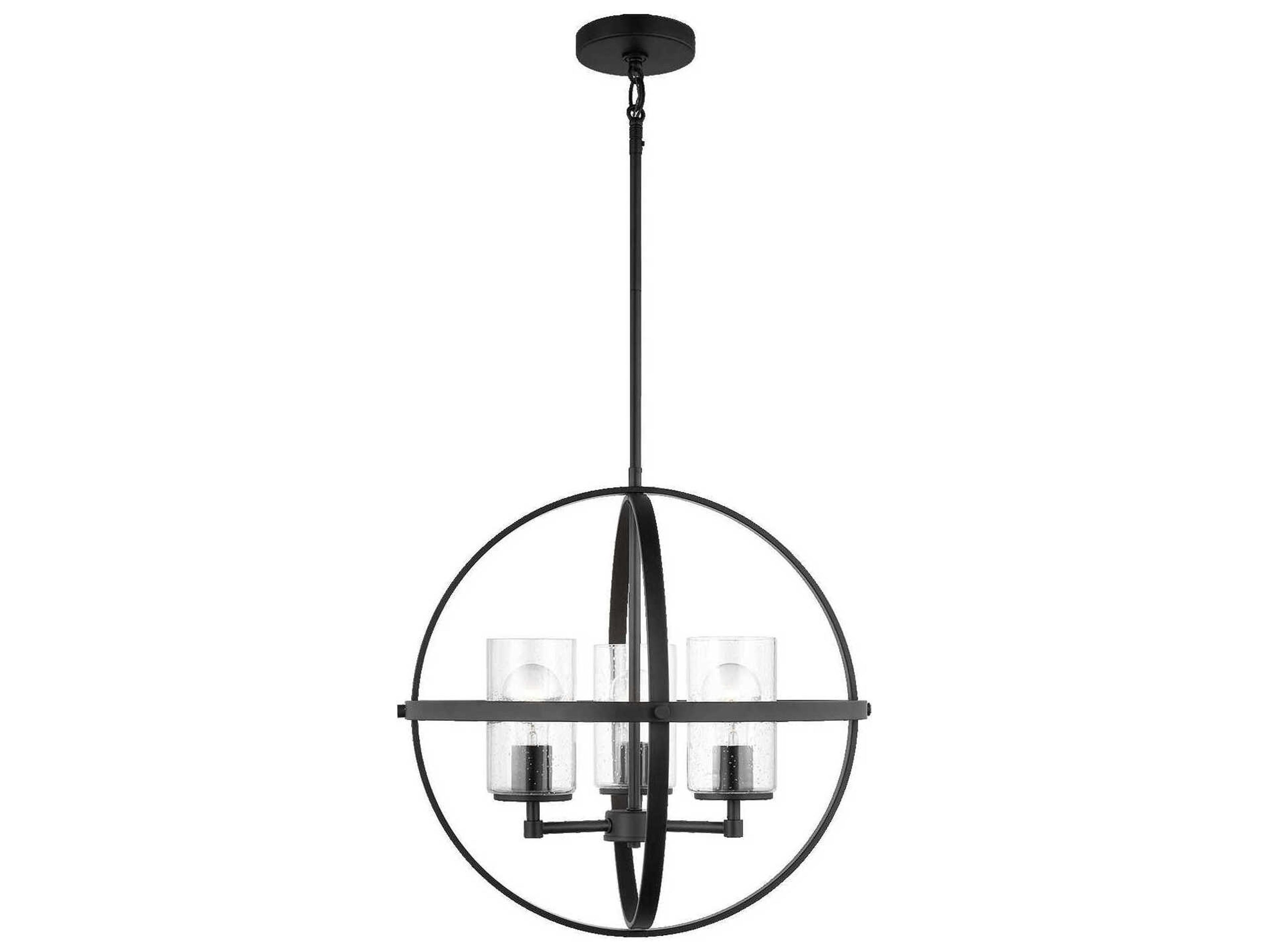 Generation Lighting Alturas 3-Light Midnight Black Glass Globe Chandelier