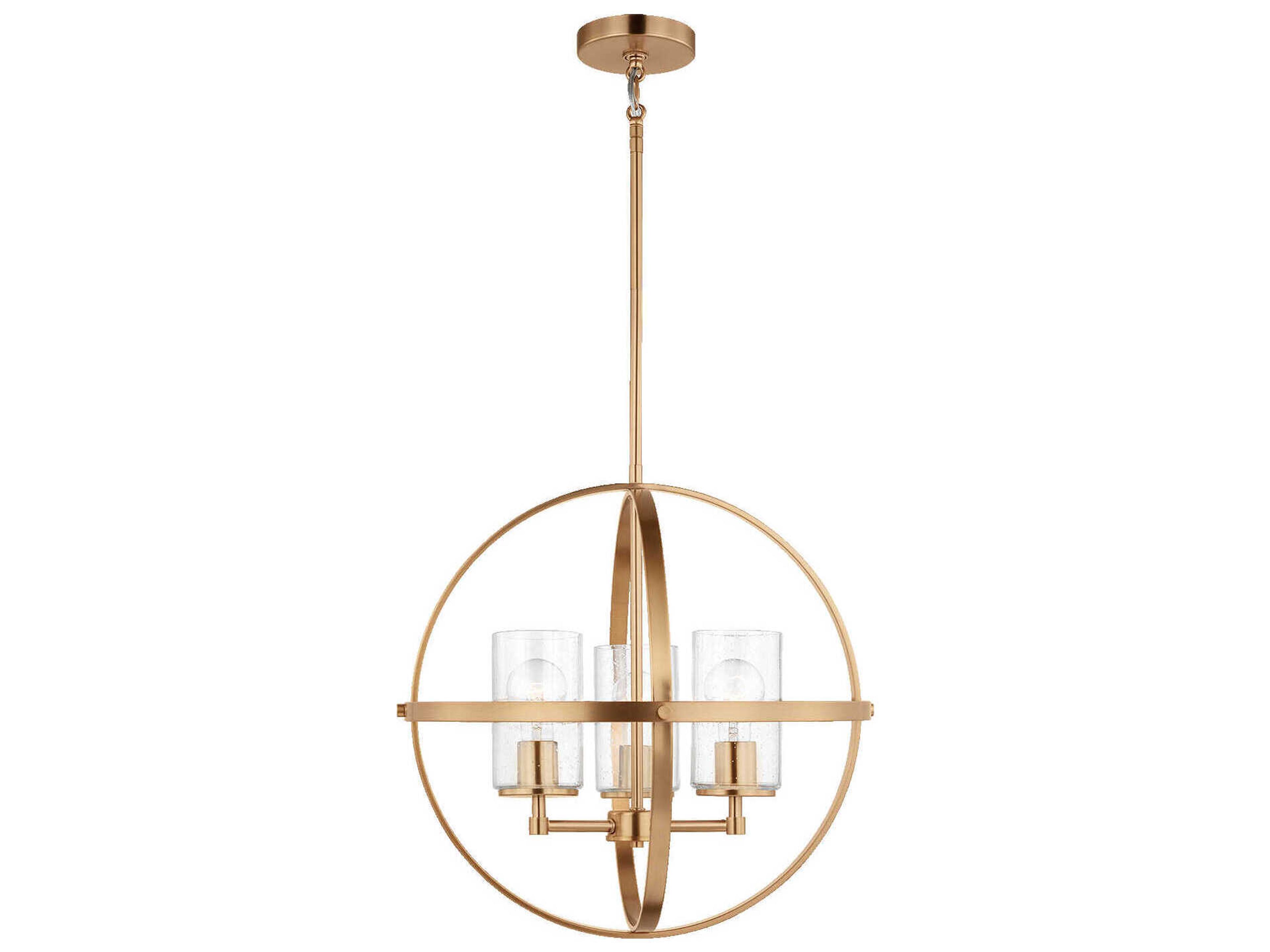 Generation Lighting Alturas 3-Light Satin Brass Glass Globe Chandelier