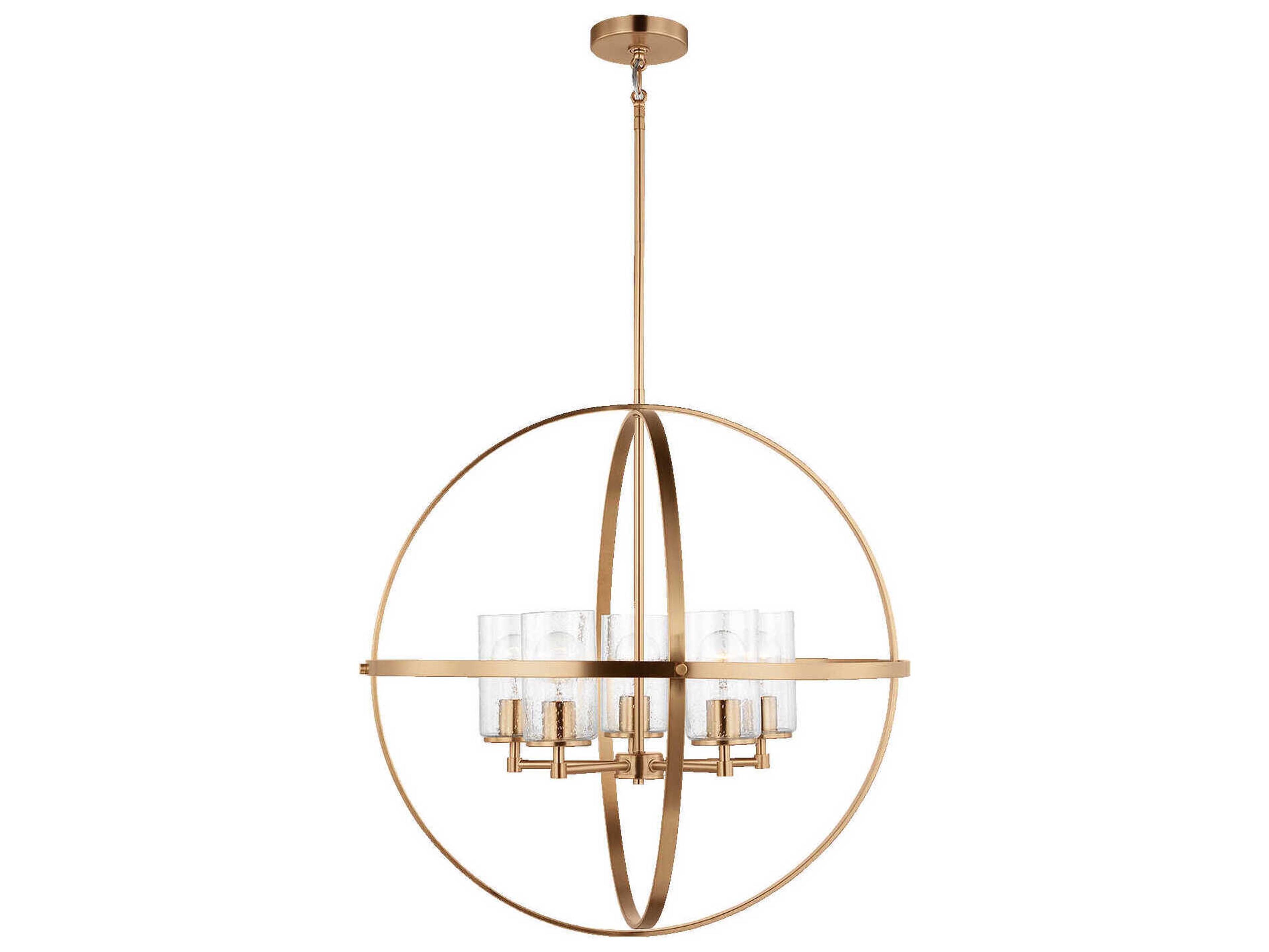 Generation Lighting Alturas 5-Light Satin Brass Glass Globe Chandelier