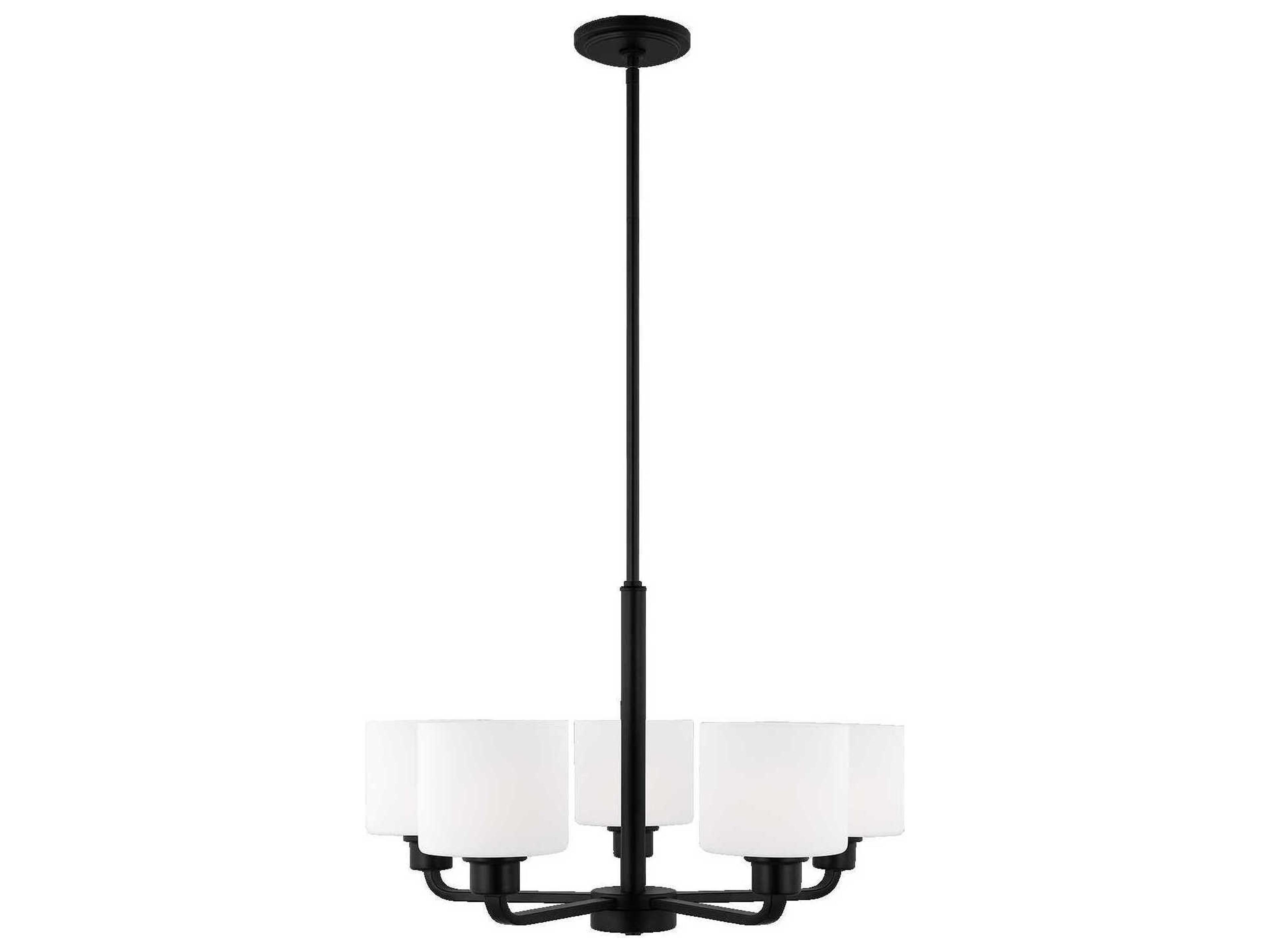 Generation Lighting Canfield 5-Light Midnight Black Glass Drum Chandelier