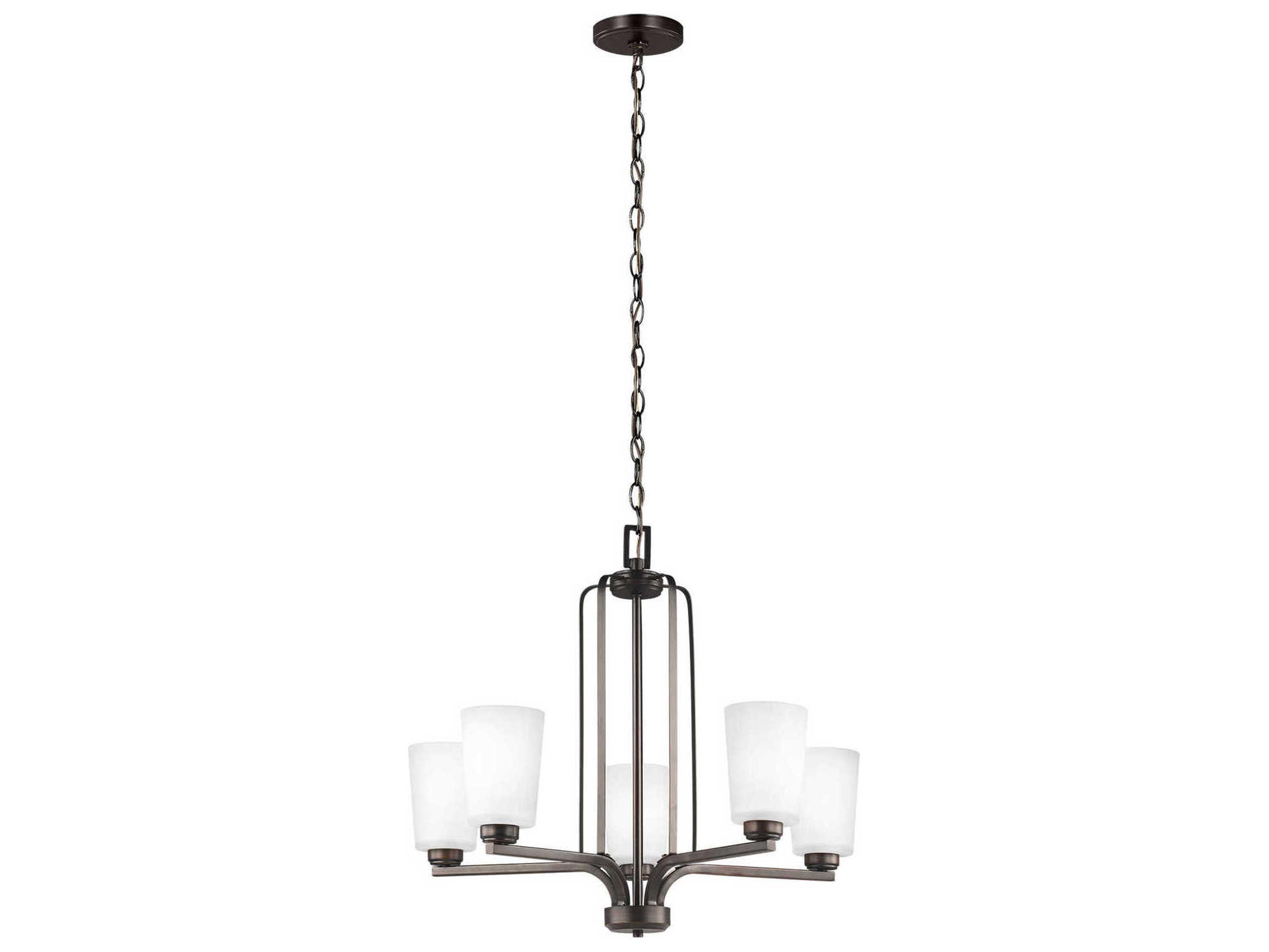 Generation Lighting Franport 5-Light Bronze Glass Cylinder Chandelier
