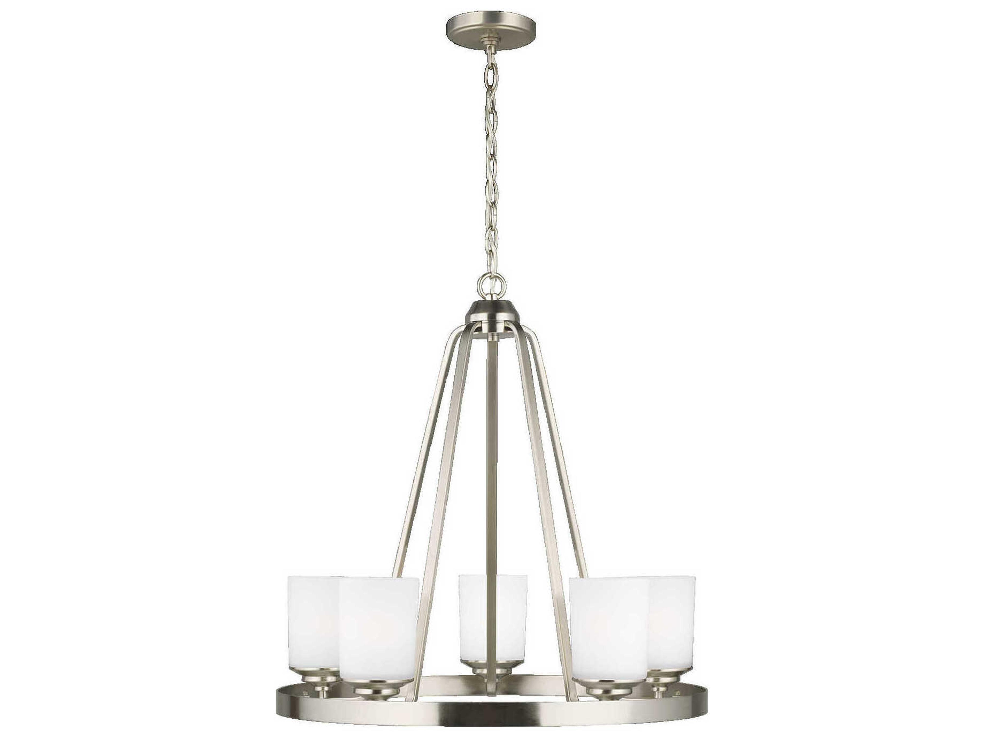 Generation Lighting Kemal 5-Light Brushed Nickel Glass Cylinder Chandelier