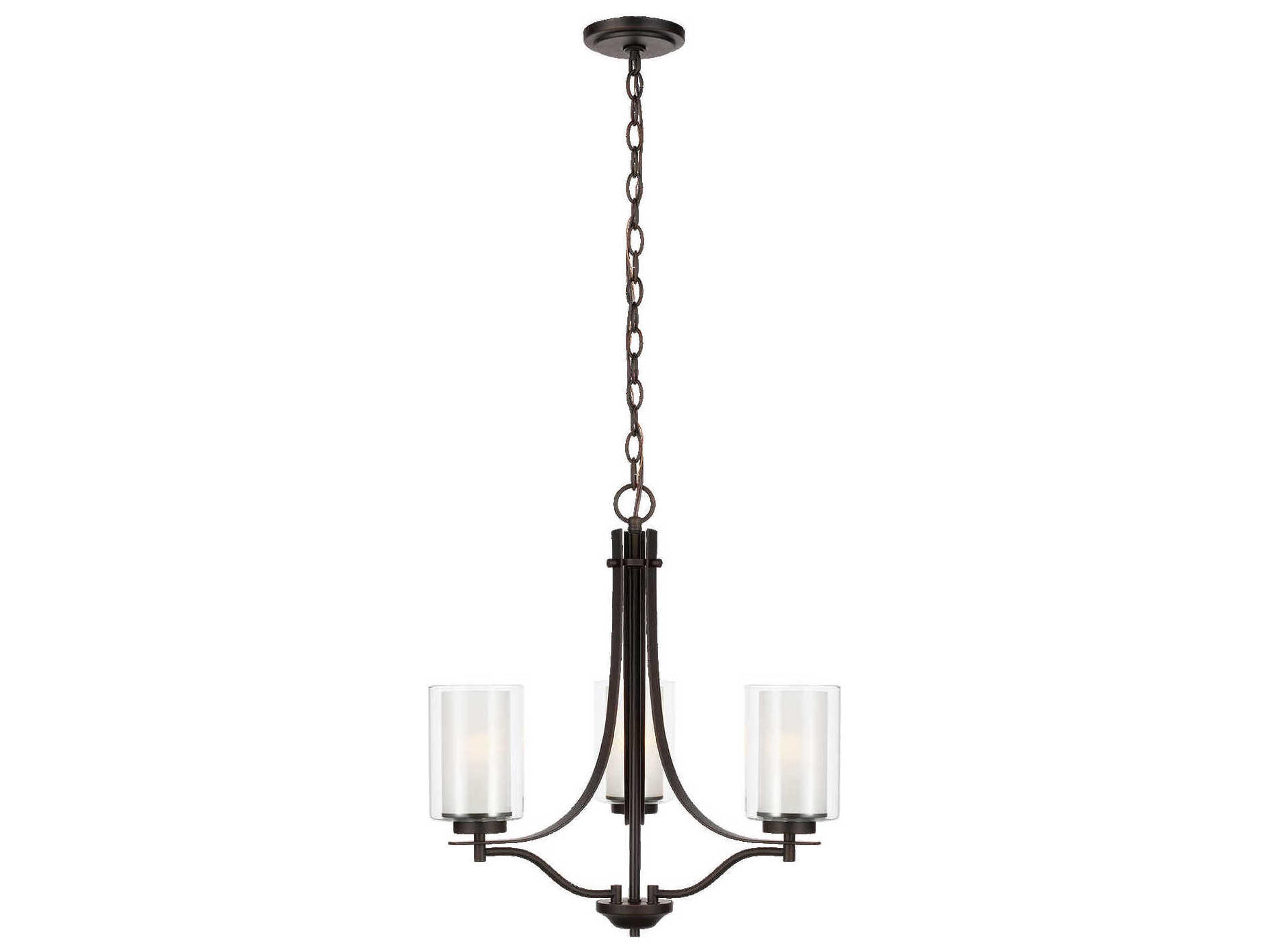 Generation Lighting Elmwood Park 3-Light Bronze Glass Cylinder Chandelier