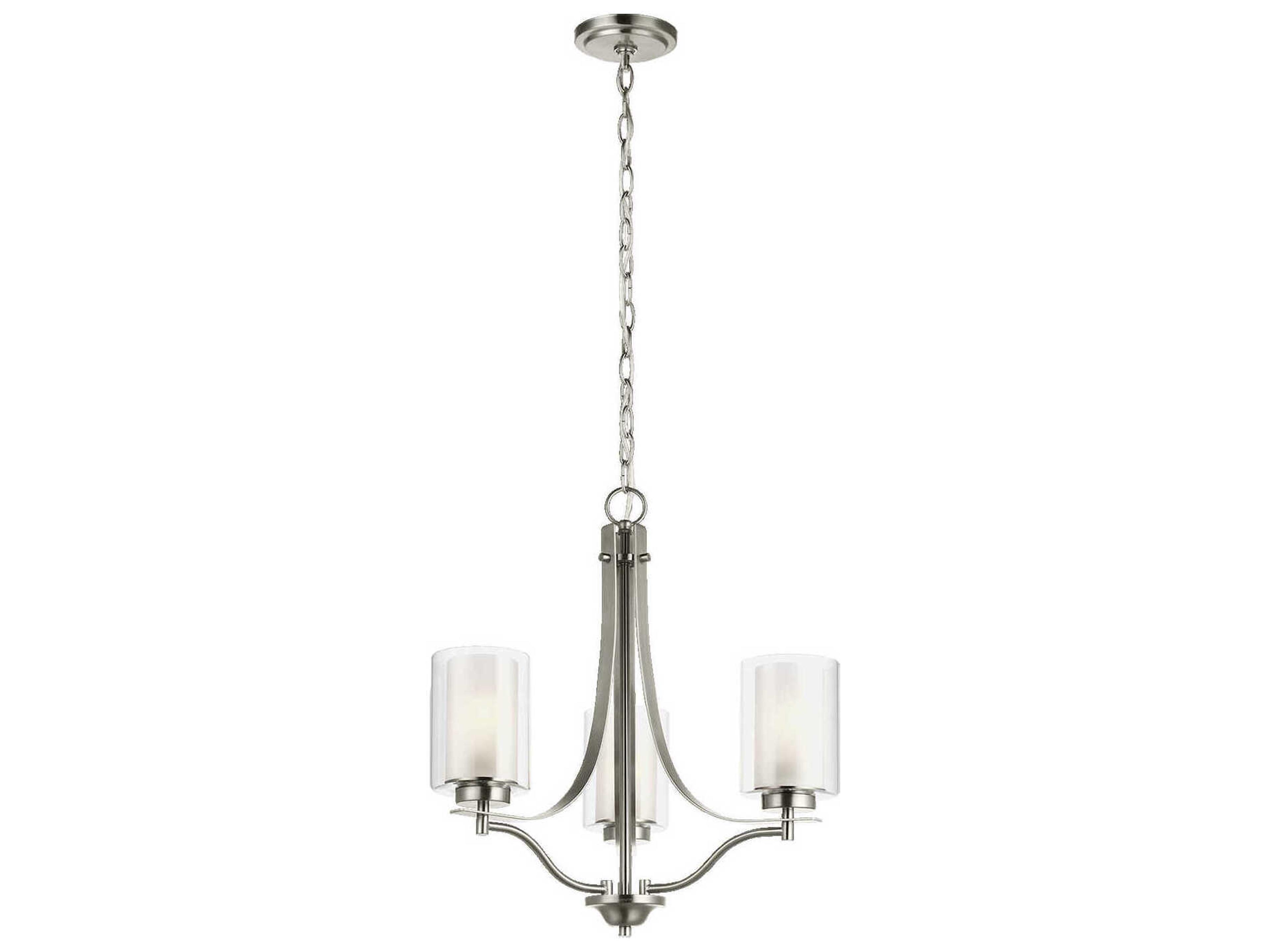 Generation Lighting Elmwood Park 3-Light Brushed Nickel Glass Cylinder Chandelier