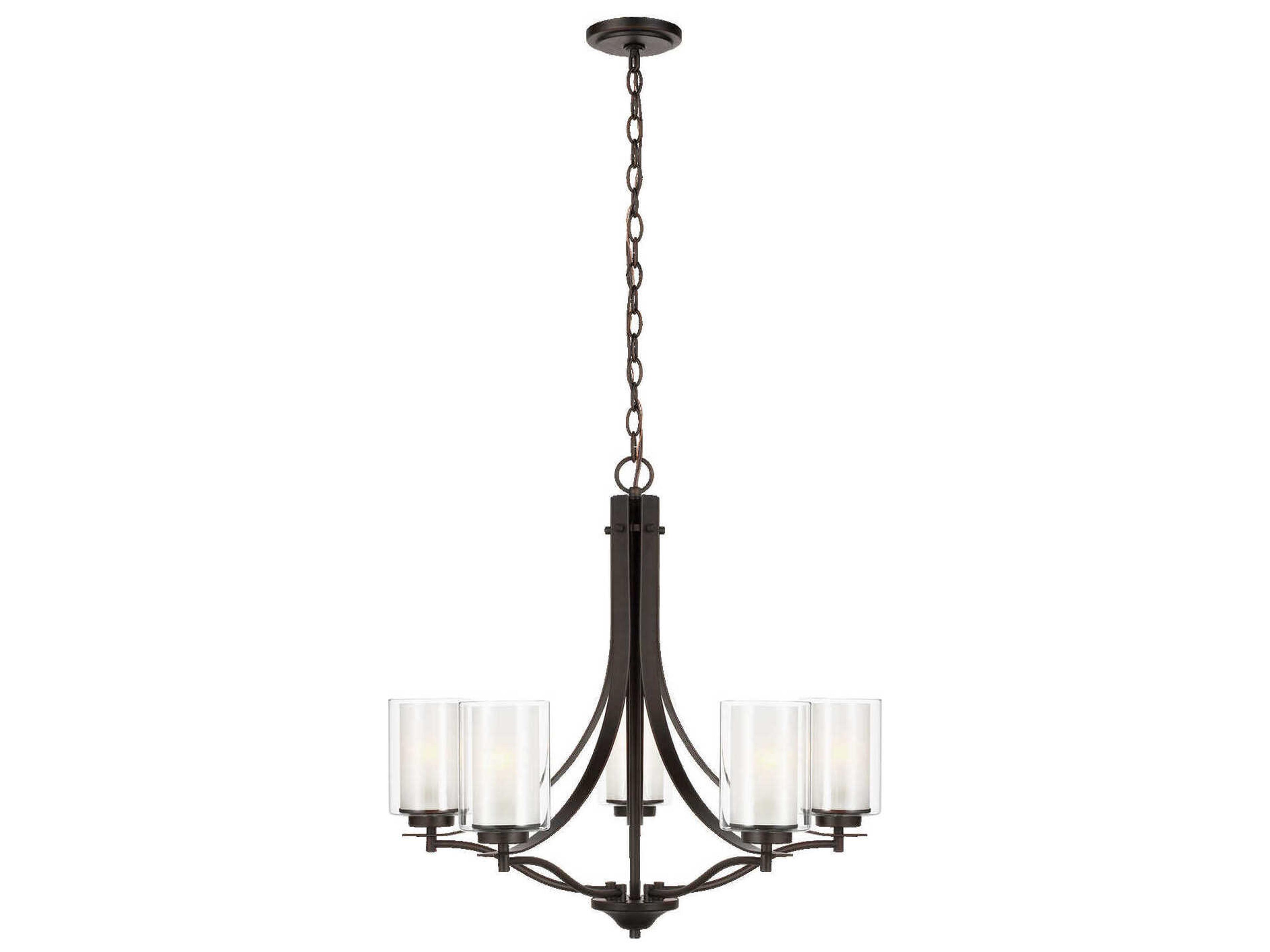 Generation Lighting Elmwood Park 5-Light Bronze Glass Cylinder Chandelier