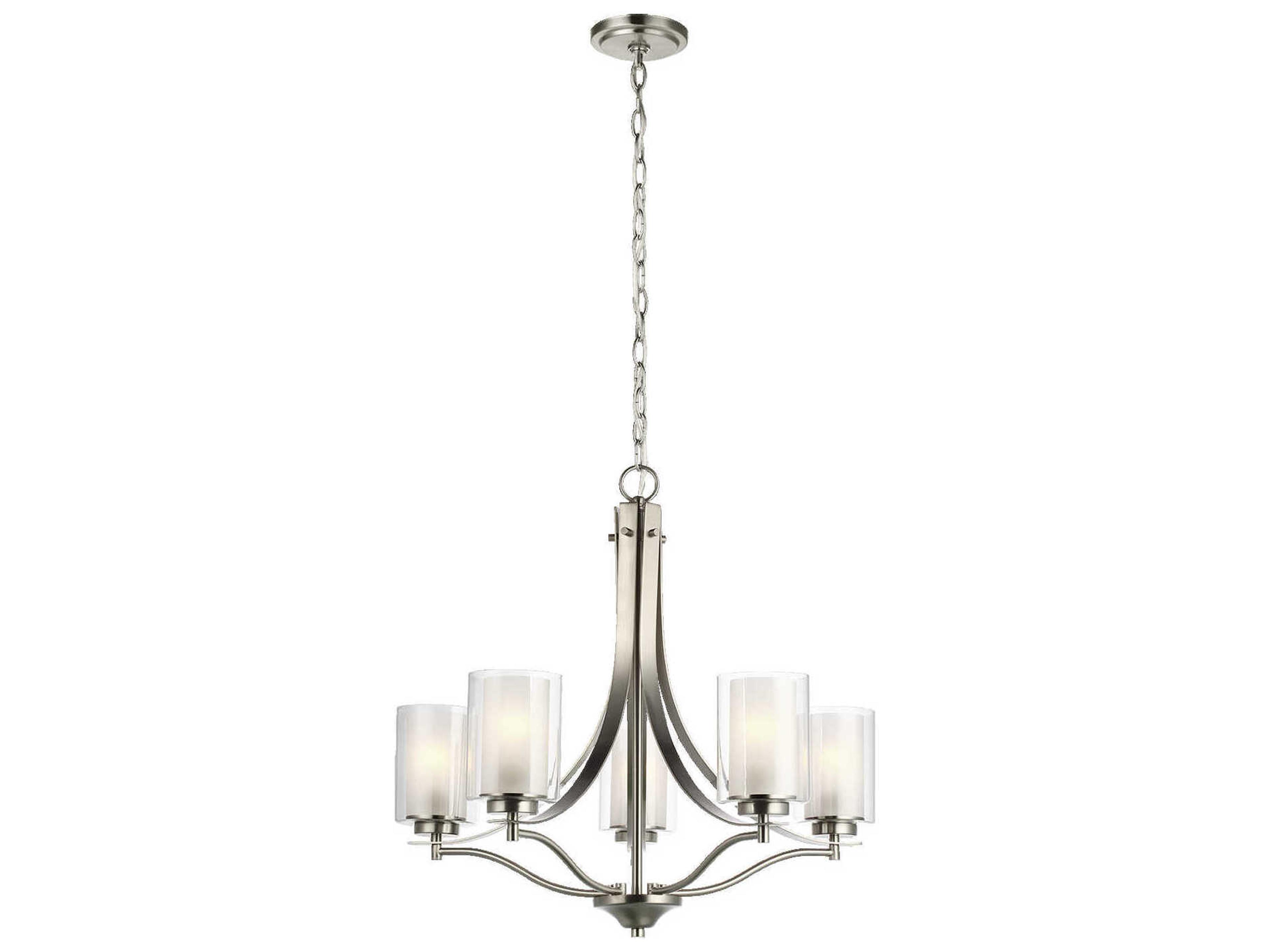 Generation Lighting Elmwood Park 5-Light Brushed Nickel Glass Cylinder Chandelier