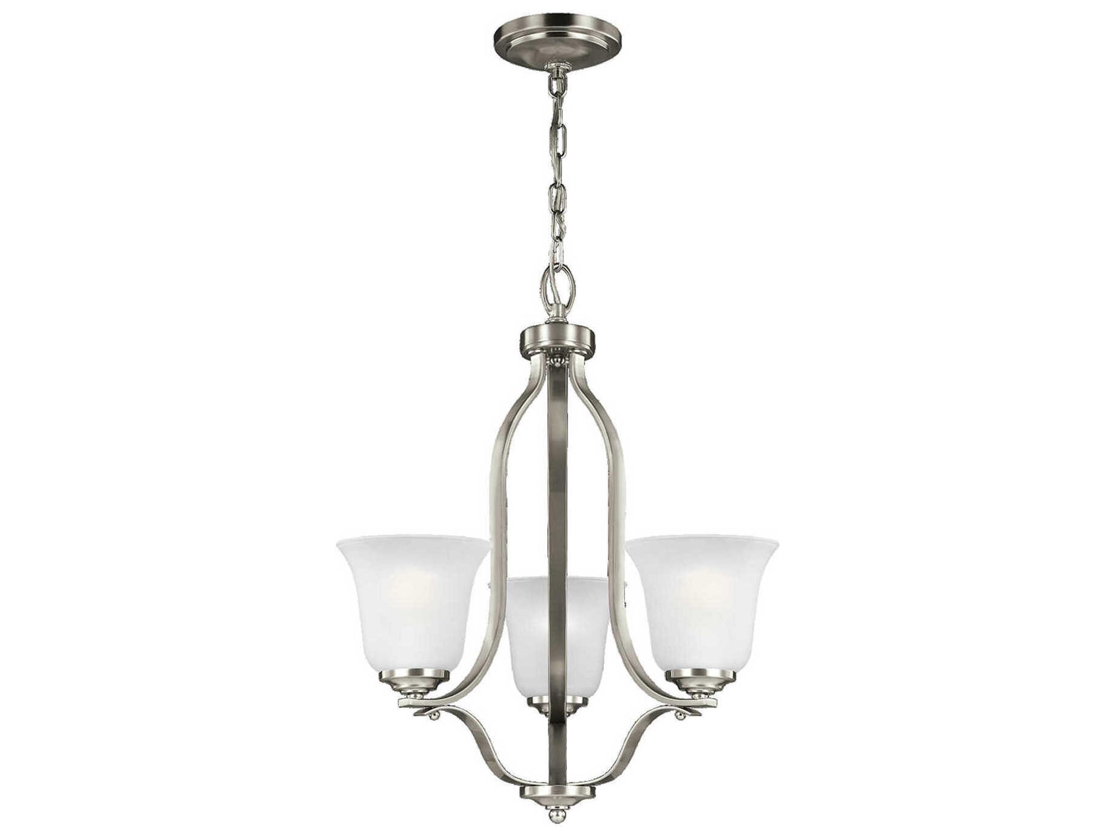 Generation Lighting Emmons 3-Light Brushed Nickel Glass Bell Chandelier